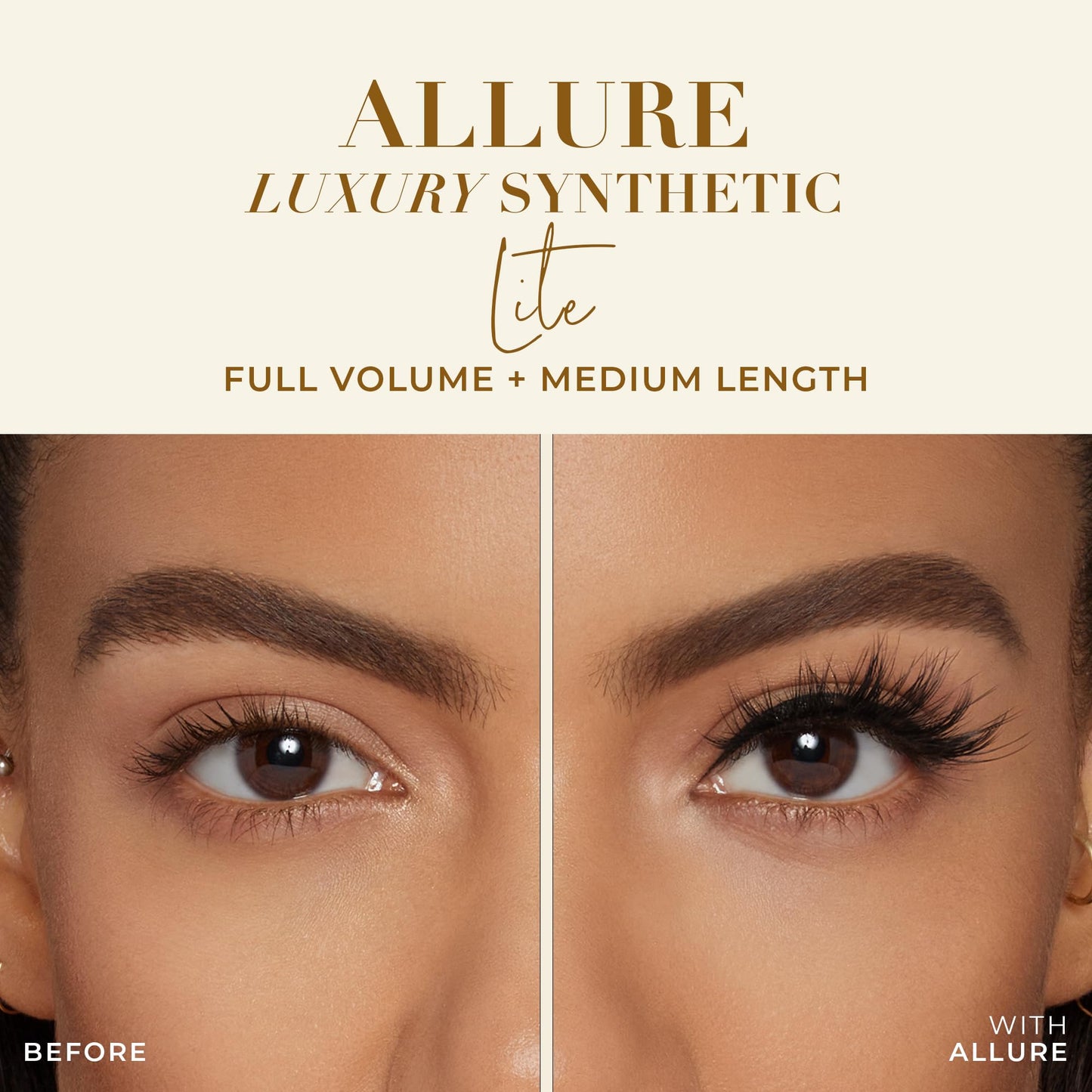 Lilly Lashes Luxury Synthetic LITE False Eyelashes - Full Length Lash Extension 16mm - Cat Eye Look - Natural Volume - Flare Shape - Reusable Fake Lashes 15x - Lash Glue not Included (Allure)