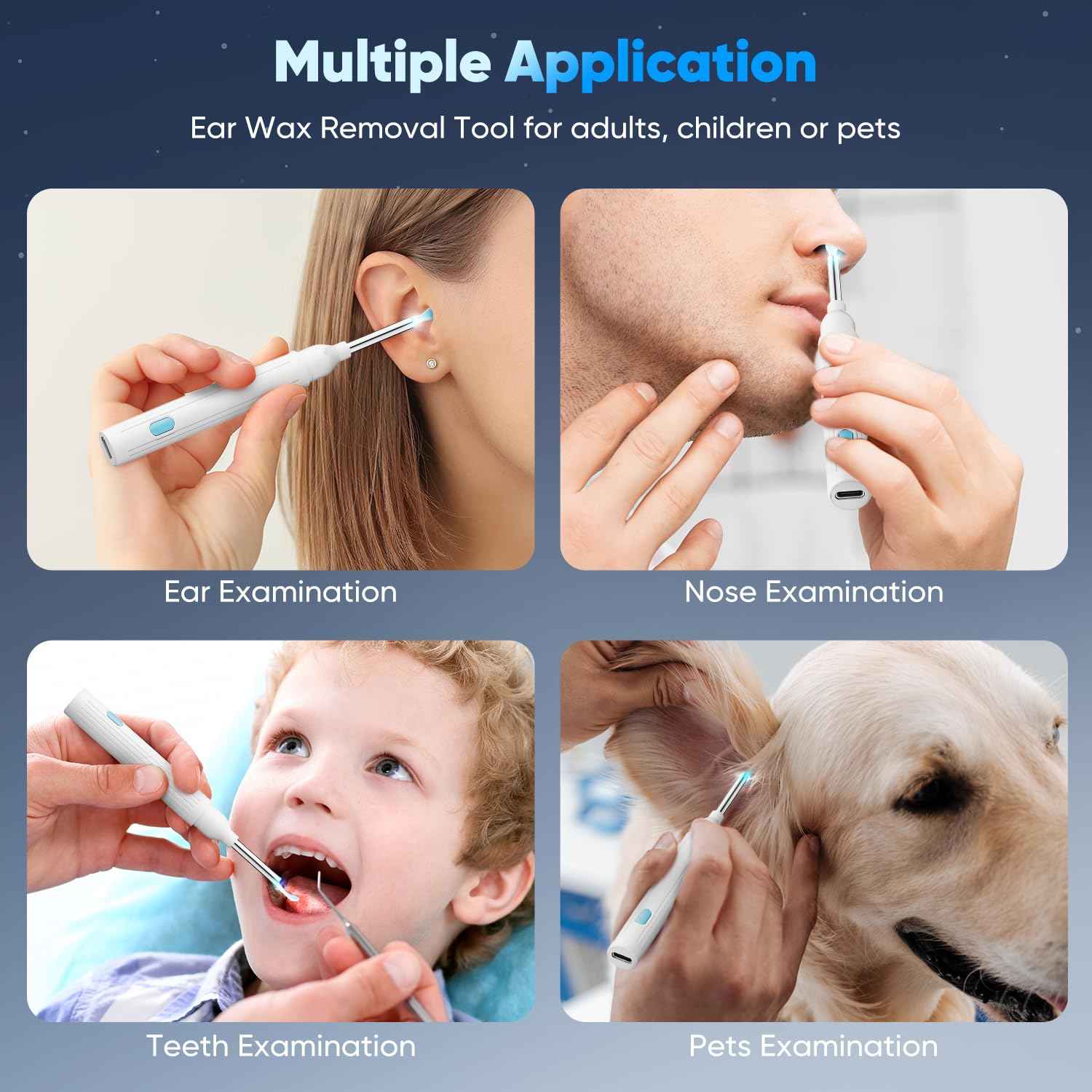 Ear Wax Removal, Ear Wax Removal Tool with 8 Kits & 5 Ear Spoon, Ear Cleaner with 2400P Camera with 6 LED Lights, Ear Wax Removal Kit for iOS & Android (White)