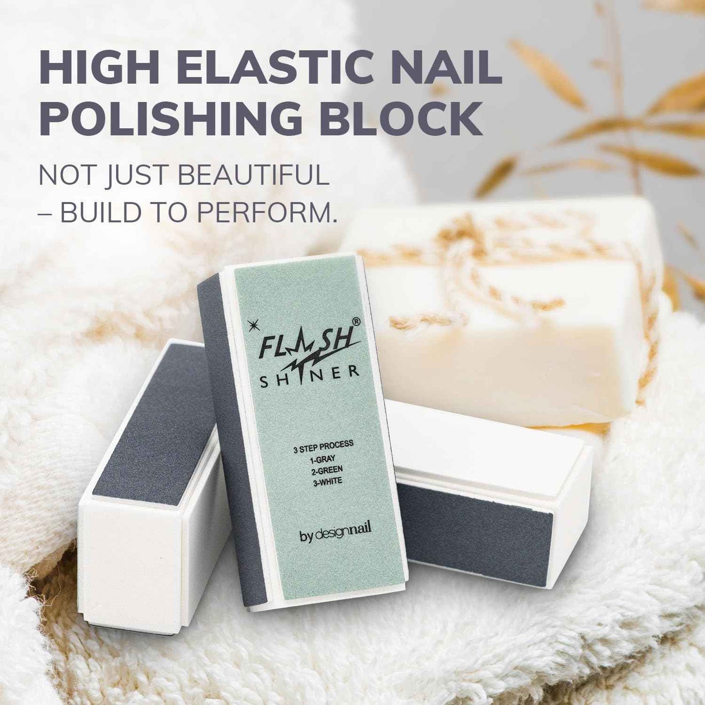 Design Nail Flash Shiner Nail Buffer 3 Ways – Pack of 24 – Professional 3-Step Nail Buffer Blocks – Smooth, Condition & Shine – Natural Nail Polisher for Salon or Home Use