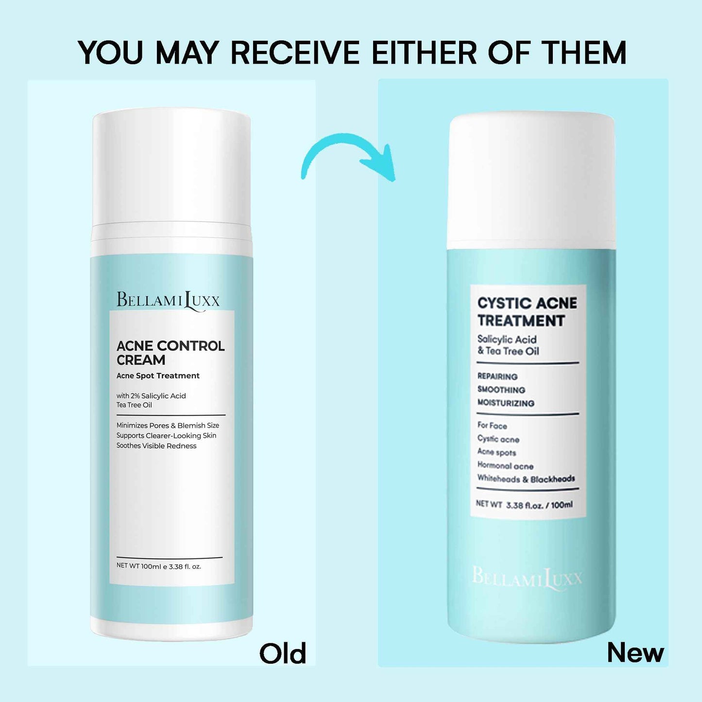 BellamiLuxx Cystic Acne Treatment for Face: Hormonal Acne Treatment Cream for Teens & Adults - Salicylic Acid & Tea Tree Oil Pimple Spot Remover - Anti-Acne Moisturizer Reduces Redness, Blemishes