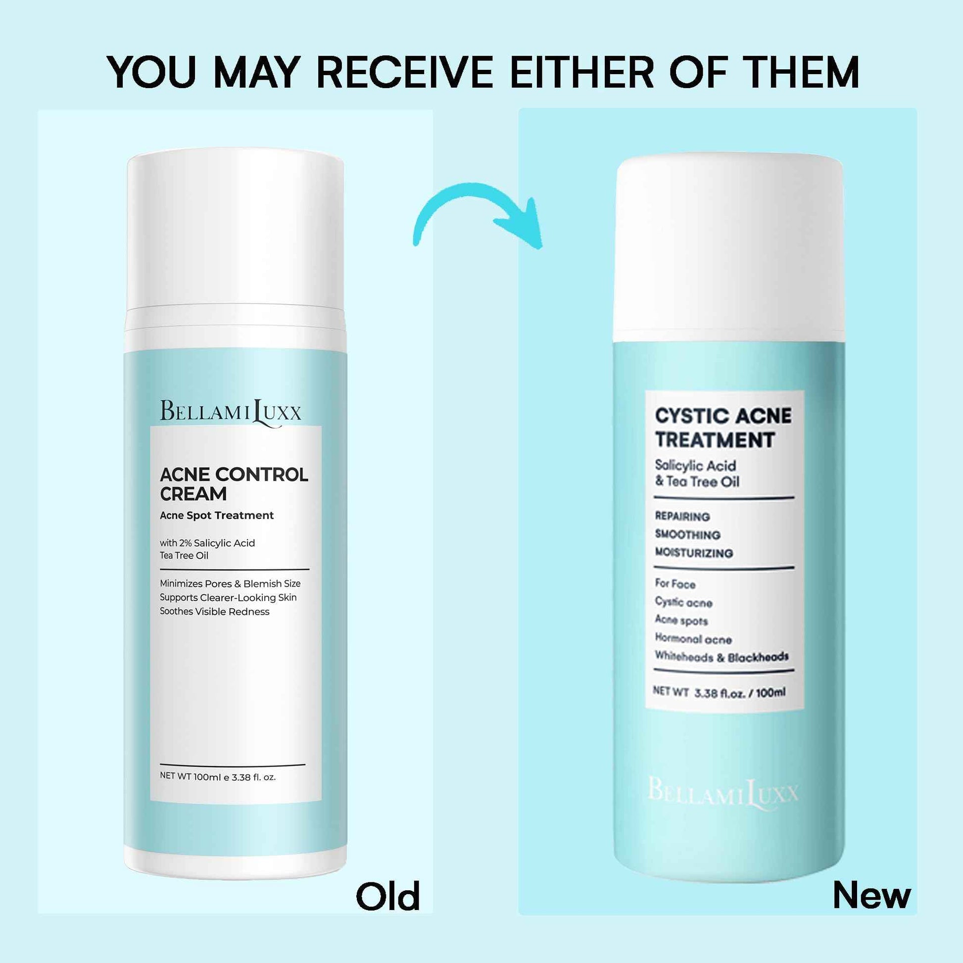 BellamiLuxx Cystic Acne Treatment for Face: Hormonal Acne Treatment Cream for Teens & Adults - Salicylic Acid & Tea Tree Oil Pimple Spot Remover - Anti-Acne Moisturizer Reduces Redness, Blemishes