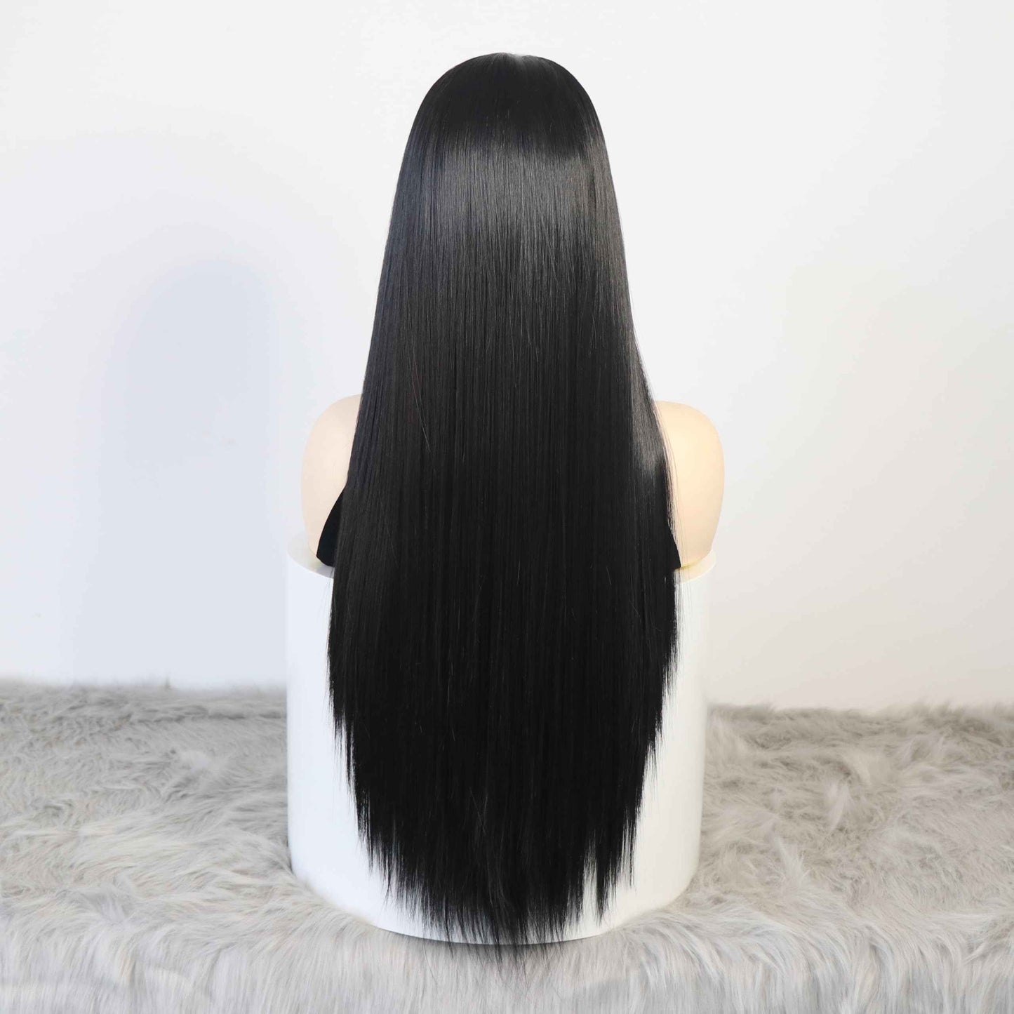 WXHWCX 13×6 Long Straight Synthetic Lace Front Wig For Women Smooth Wig Middle Part Black Synthetic Lace Wigs High Density Daily wigs For Women Party Wigs