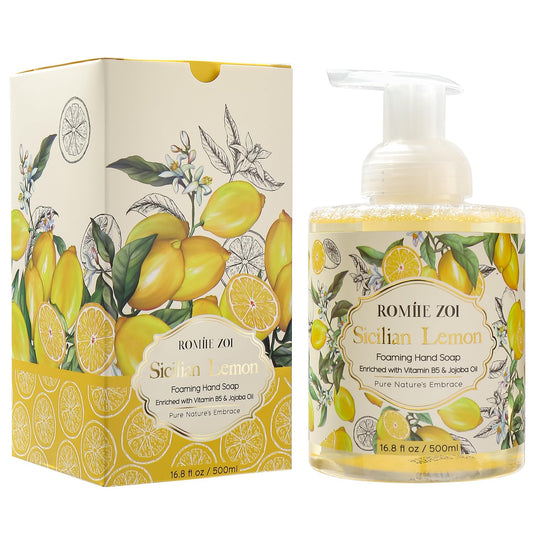 ROMIIE ZOI Foaming Hand Soap with Gift Box- Sicilian Lemon - Biodegradable Formula Moisture & Revitalize - 500ml/ 16.8oz