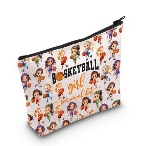 WZMPA Basketball Girl Cosmetic Makeup Bag Basketball Player Gift Basketball Girl Survival Kit Makeup Zipper Pouch Bag Basketball Training Gift (Basketball Girl F)