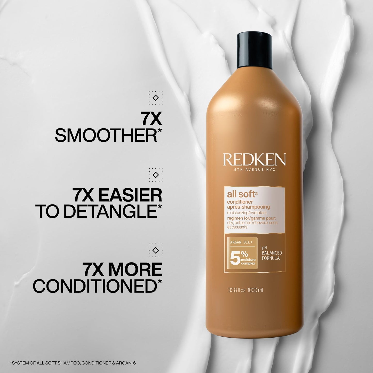 Redken All Soft Conditioner | Moisturizes and Deeply Hydrates| Softens, Smooths, and Adds Shine| Nourishing Conditioner for Dry Hair | Safe for Color-Treated Hair | With Argan Oil