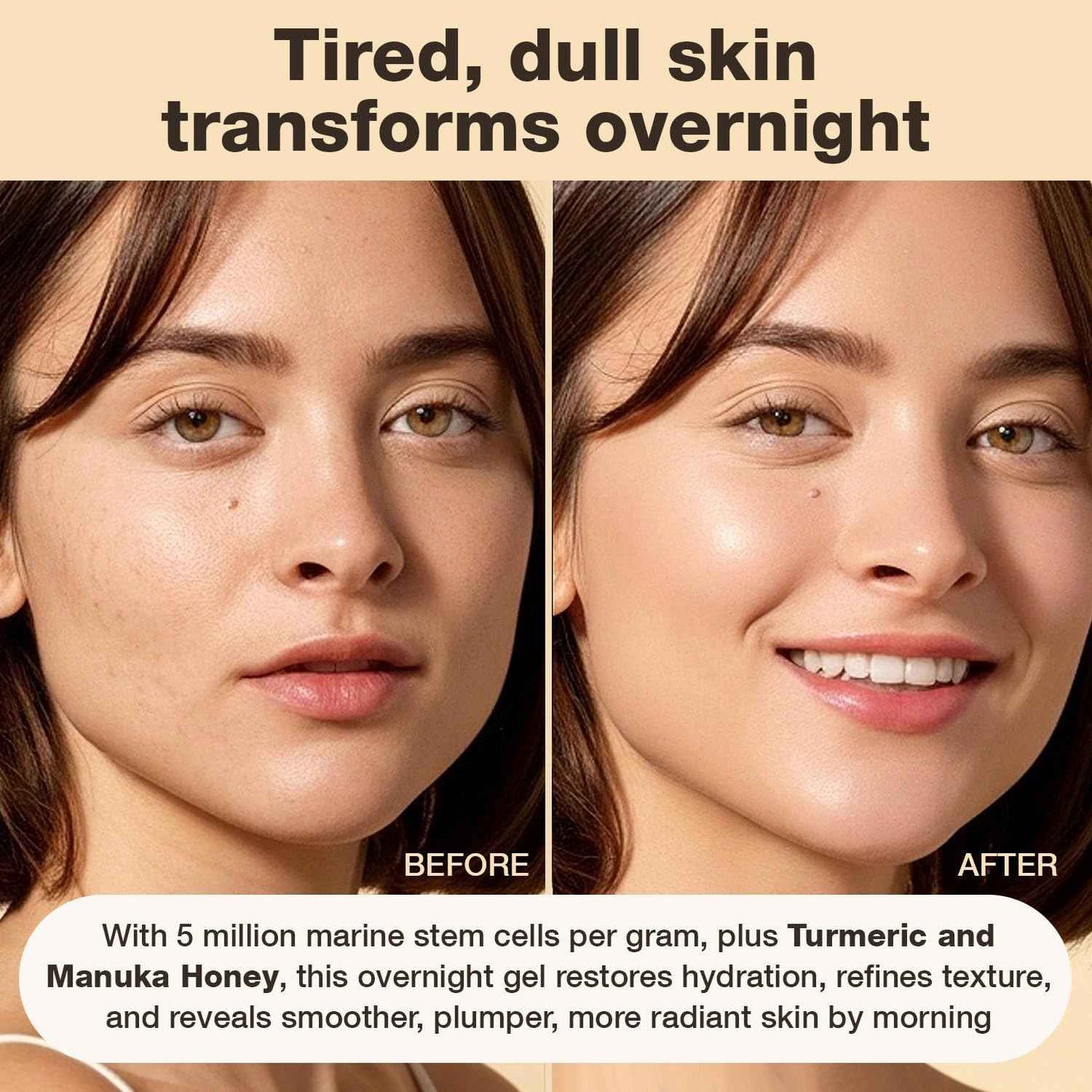 Oceanic Renewal Overnight Gel Sleep Mask for Radiant Skin - Hydrating, Brightening & Firming Beauty Treatment with Vitamin C, Collagen, Niacinamide, Hyaluronic Acid, Manuka Honey & Turmeric