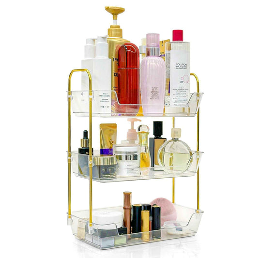 Leoenir 3-Tier Bathroom Organizer Countertop – Makeup, Perfume, and Skincare Storage Tray for Bathroom, Dresser, and Vanity