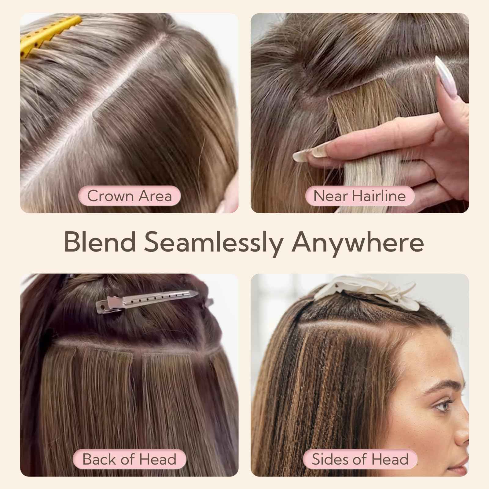 HOTBANANA Invisi Edge Tape in Hair Extensions Human Hair, 10inch 30g 20pcs Balayage Chocolate Brown to Honey Blonde Invisible Tape in Extensions Straight Seamless Real Remy Hair Injected