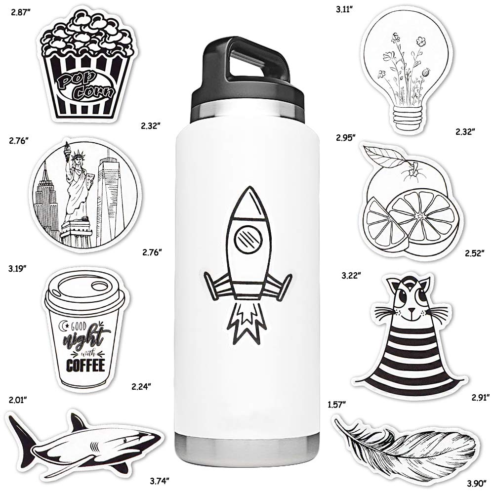 Black and White VSCO Stickers for Laptop Black and White VSCO Stickers for Water Bottles Waterproof Aesthetic Black and White VSCO Stickers Pack (50 Pcs)