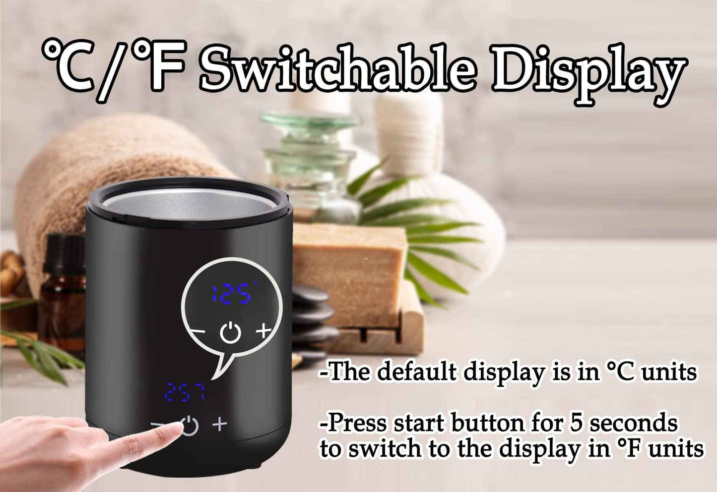 Podoy Mini Wax Pot Warmer for Hair Removal, Small Portable Travel Wax Melt Heater Machine Digital Display for SPA Salon Brow Body Nose Upper Lip Hair Waxing with 100 Waxing Sticks