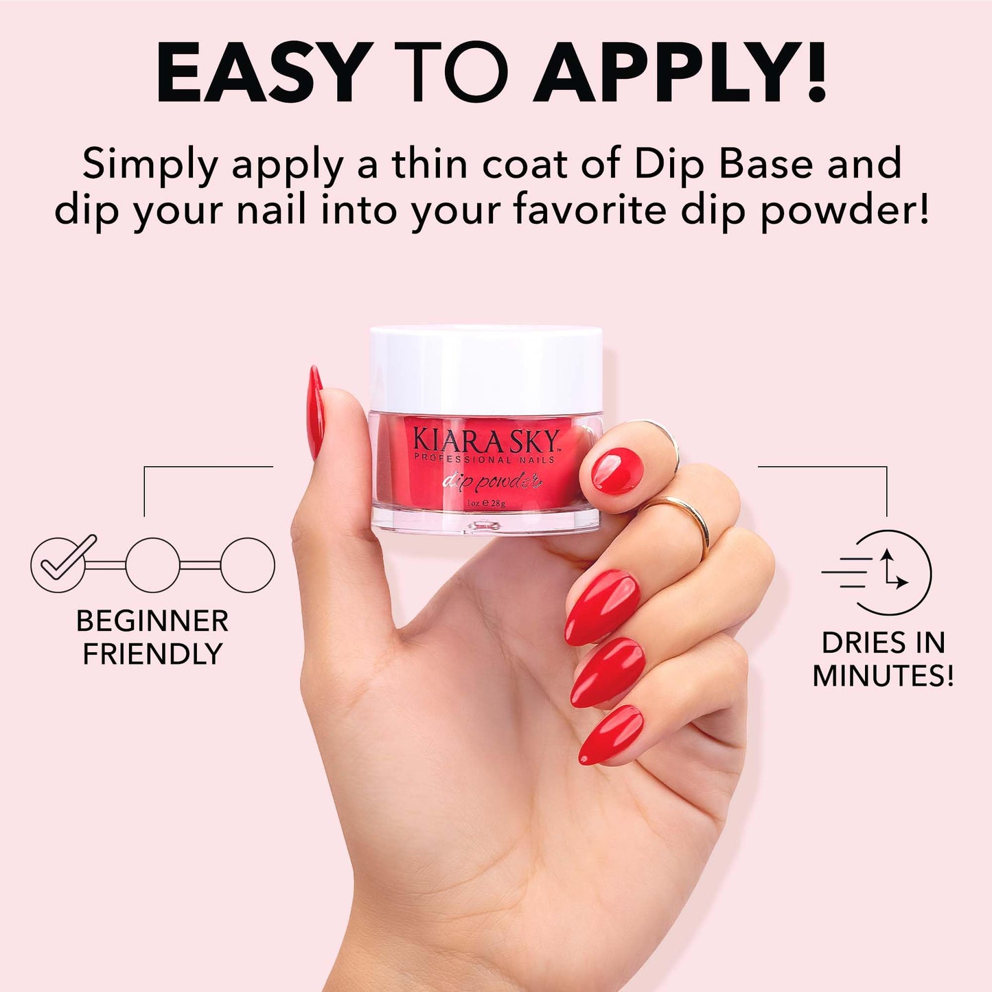 Kiara Sky Long Lasting Nail Dip Powder Red Tones 1 oz, Let's Get Rediculous