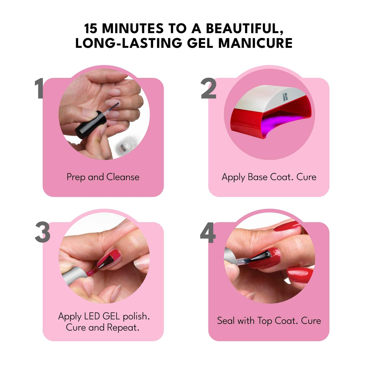 RC Red Carpet Manicure Fortify & Protect Kit - Complete Gel Nail System with LED Light. Long-Lasting, Chip-Free, Glossy Nails, Nail Care, Strong, Chip-Resistant (Fortify & Protect Essentials Kit)