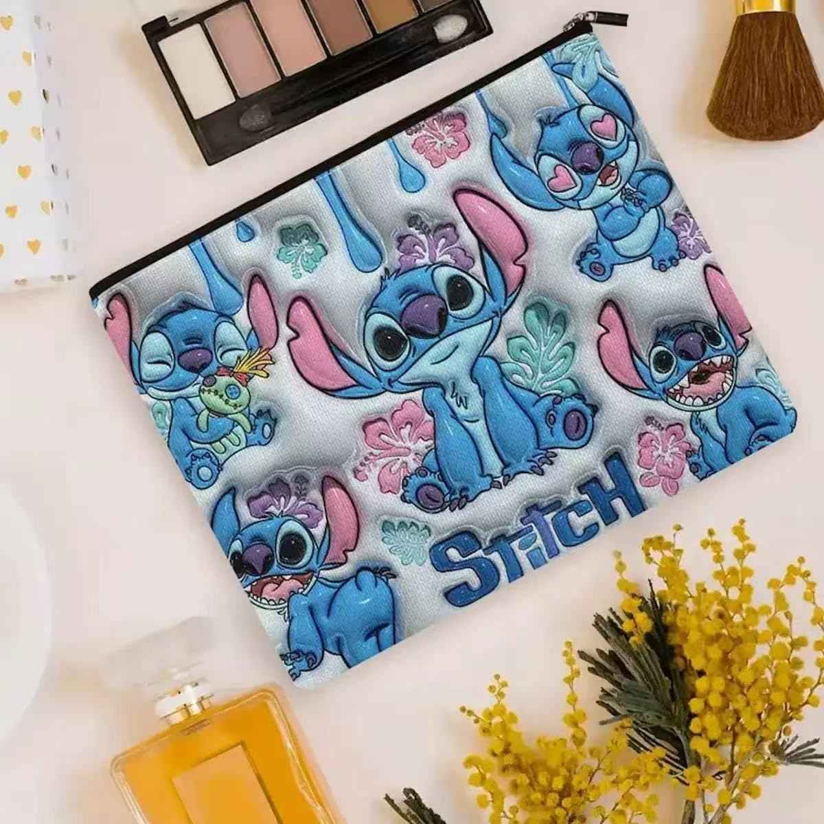 Stitch Shell Cosmetic Bag, Makeup Bag with Zipper, Travel Toiletry Bag for Women