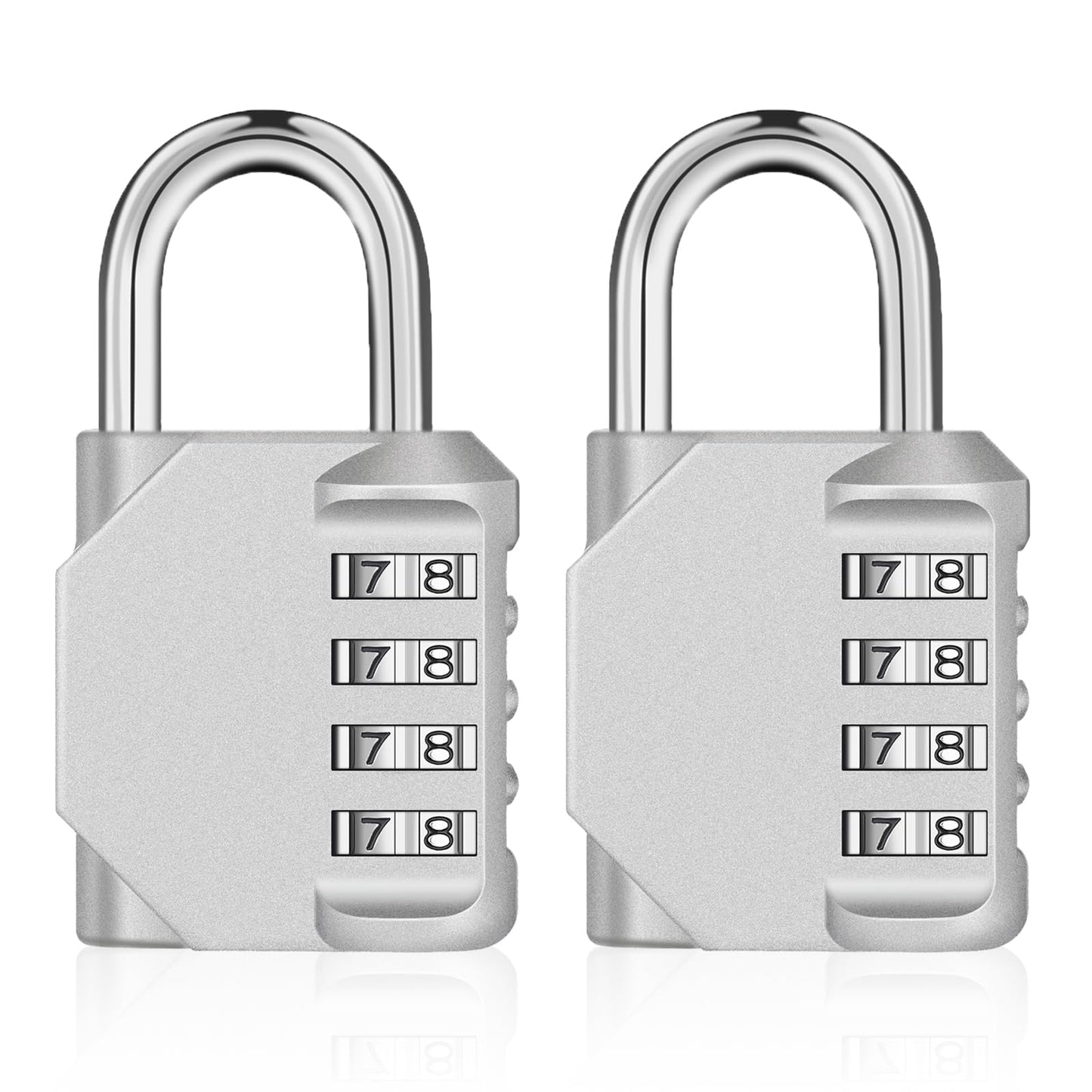 ZHEGE Combination Lock 2 Pack, 4 Digit Outdoor Padlock for School Gym Sports Locker, Fence, Toolbox, Case, Hasp Cabinet Storage (Silver, 2Pack)