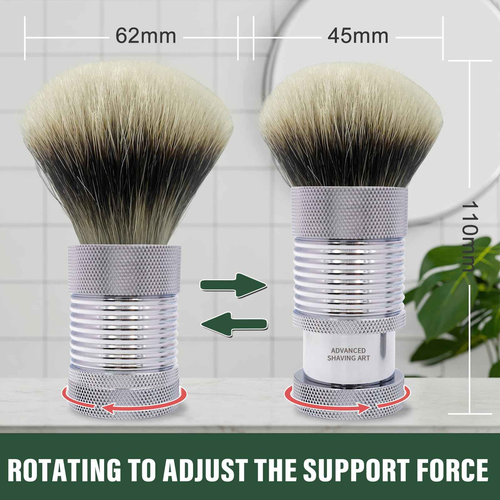 Silvertip Badger Shaving Brush – Rotating Handle to Control Bristle Height, Premium Shaving Brushes for Men, Luxury Badger Hair Shave Brush