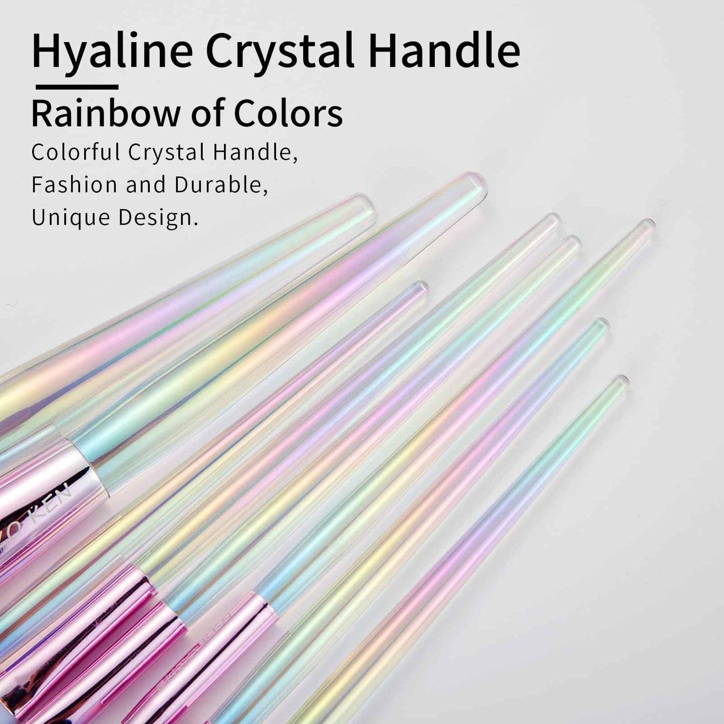 Rainbow Crystal Makeup Brushes Set Professional, Vegan Makeup Brush Set with Case by ENZO KEN, Bedazzled Cosmetic Brushes Makeup Set, Sparkly Make up Brushes Set Professional, Makeup Brush Set Vegan.