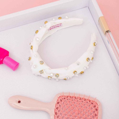 Lilly Pulitzer Top Knot Headband for Women, Colorful Knotted Headband, Cute Hair Accessories for Women & Girls (White)