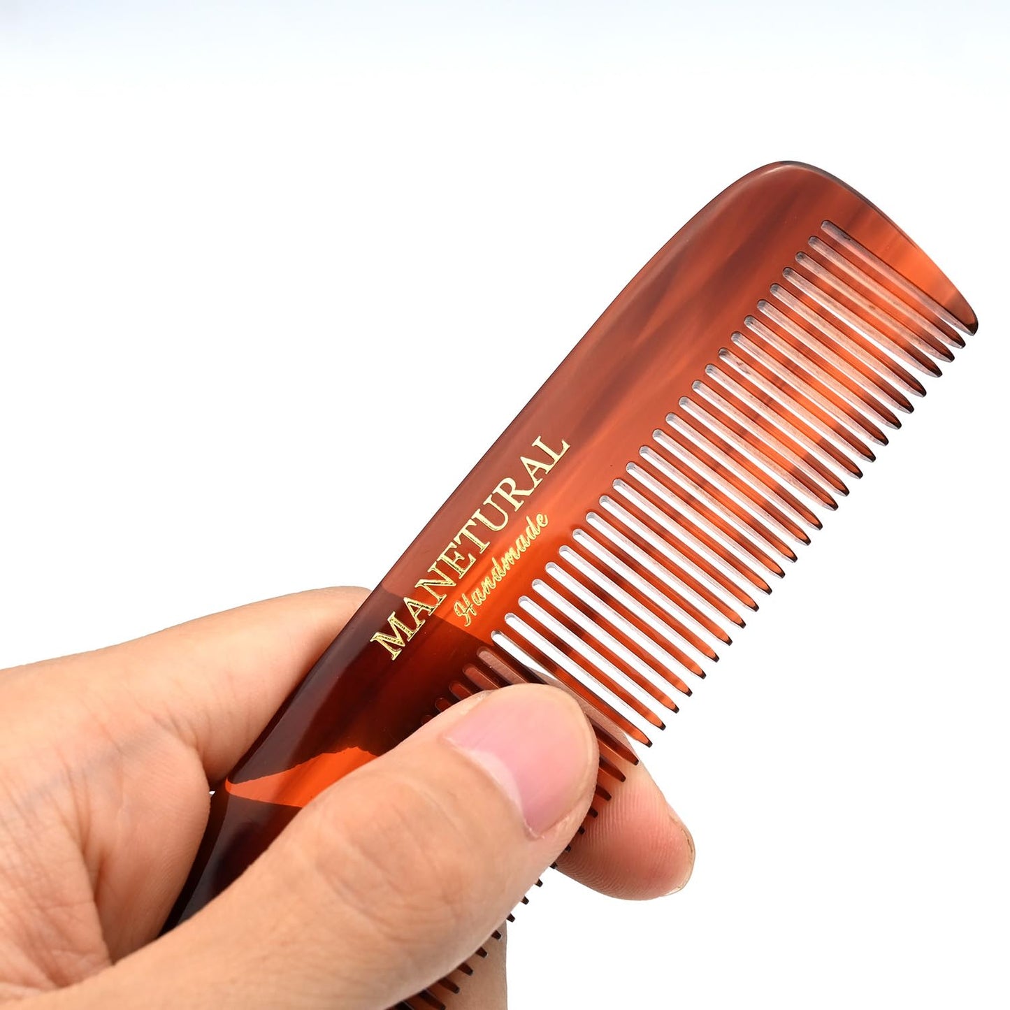 MANETURAL 12RX Hair Comb - 4.5" Grooming Hair Combs for Women, Hair Styling Beard Comb for Men, Beard & Mustache, Fine Tooth Comb, Handmade Acetate comb (2 PACK, Tortoiseshell)