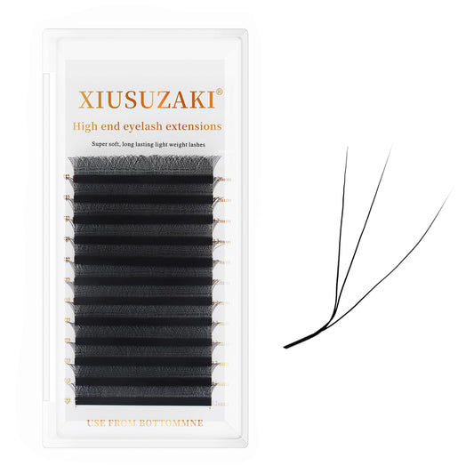 XIUSUZAKI W Lash Extensions Supplies 3D Eyelash Extensions W Shape 0.07mm Thickness L/LU Curl Mix 8-15mm Premade Fans Easy Fan Lashes Matte Black 12 Rows Crisscross Eyelashes(W-3D-0.07-L,8-15mm)