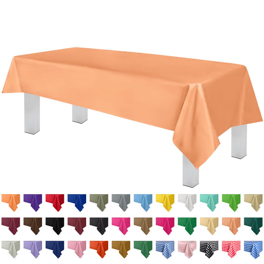 Grandipity Peach 12 Pack Premium Disposable Plastic Tablecloth 54 Inch. x 108 Inch. Decorative Rectangle Table Cover