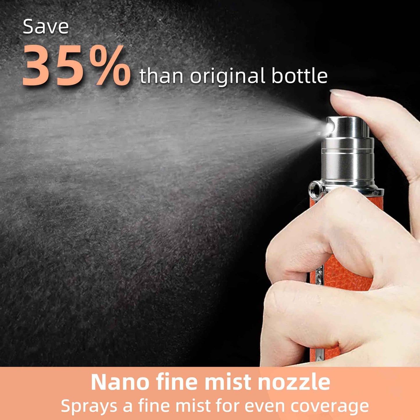 muilsae AF00BK Leather Perfume atomiser, 10ml Bottom Fill Travel Perfume Bottle, Refillable Perfume Dispenser for Women & Men (Black)