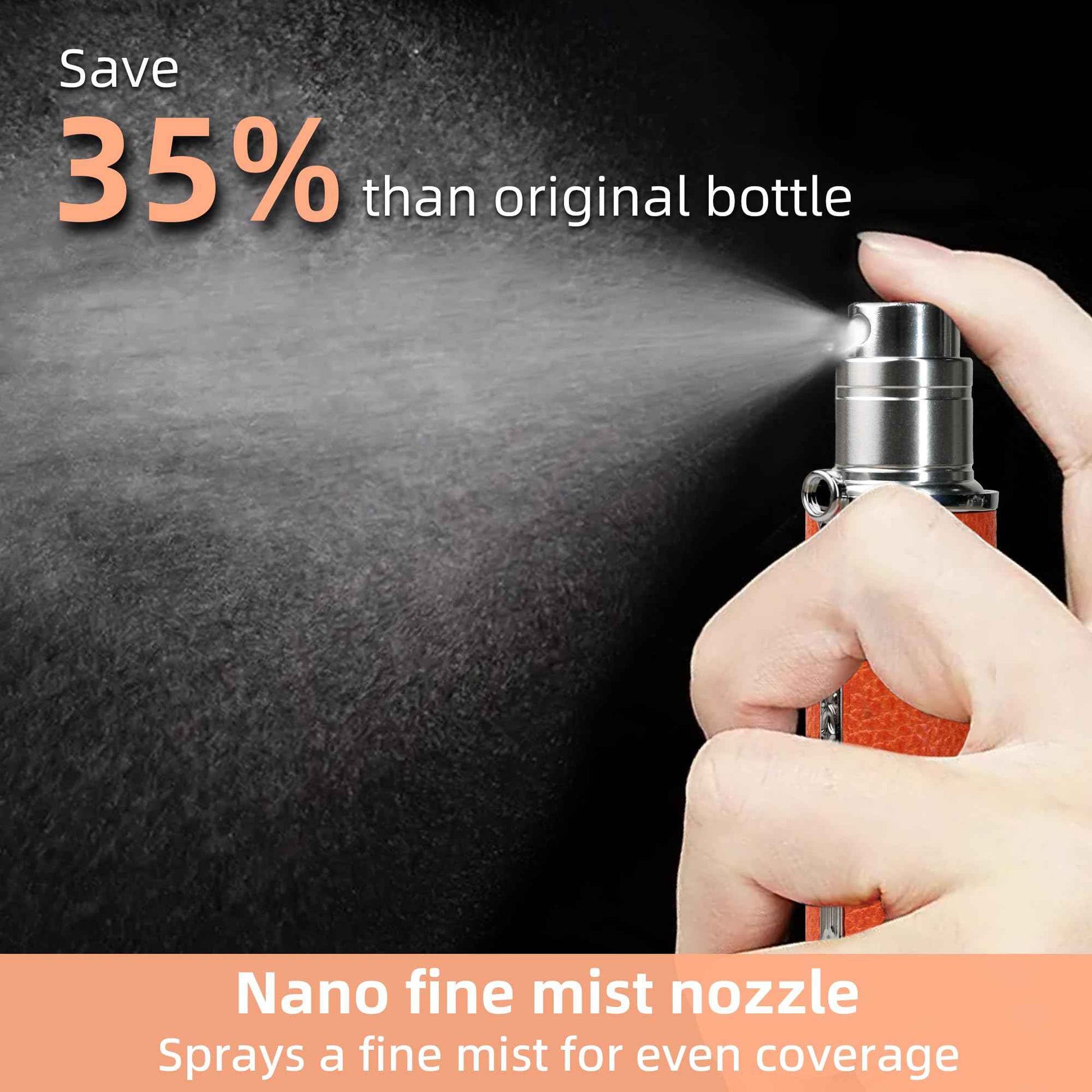 muilsae AF00BK Leather Perfume atomiser, 10ml Bottom Fill Travel Perfume Bottle, Refillable Perfume Dispenser for Women & Men (Black)