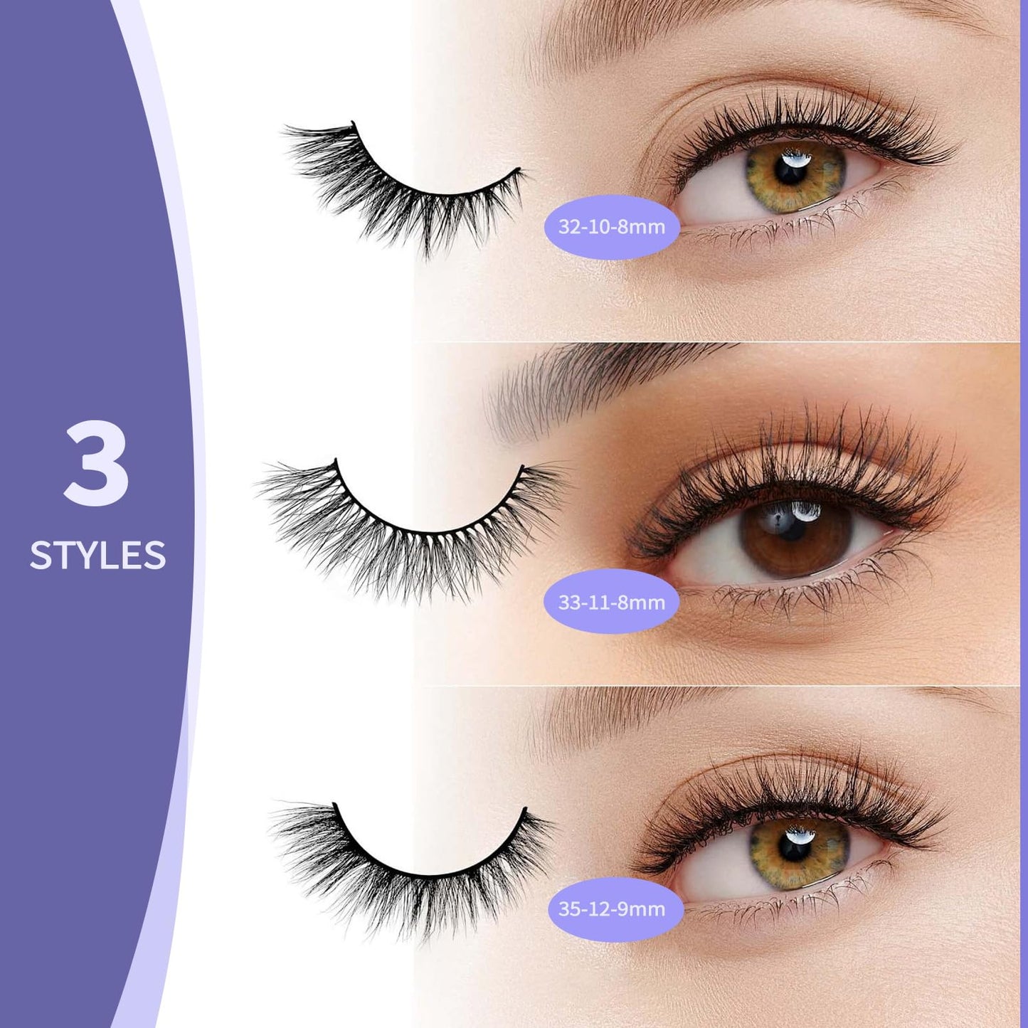 6Pcs Self adhesive eyelashes,False Eyelashes Natural Look,reusable adhesive eyelashes,reusable self adhesive eyelashes-Waterproof wispy lashes with Tweezers - No Glue Needed! Gift for Beginners!