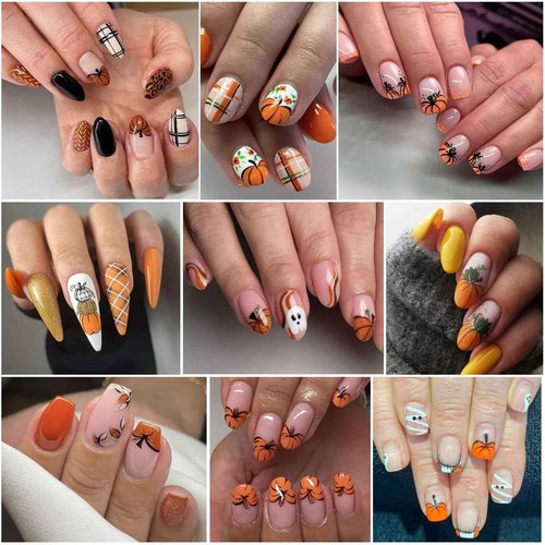 6Sheets Fall Pumpkin Nail Stickers,3D Thanksgiving Day Nail Art Stickers Autumn Maple Leaves Fruit Fallen Leaves Sunflower Design Decals Halloween Holiday DIY Manicure Decoration Accessories