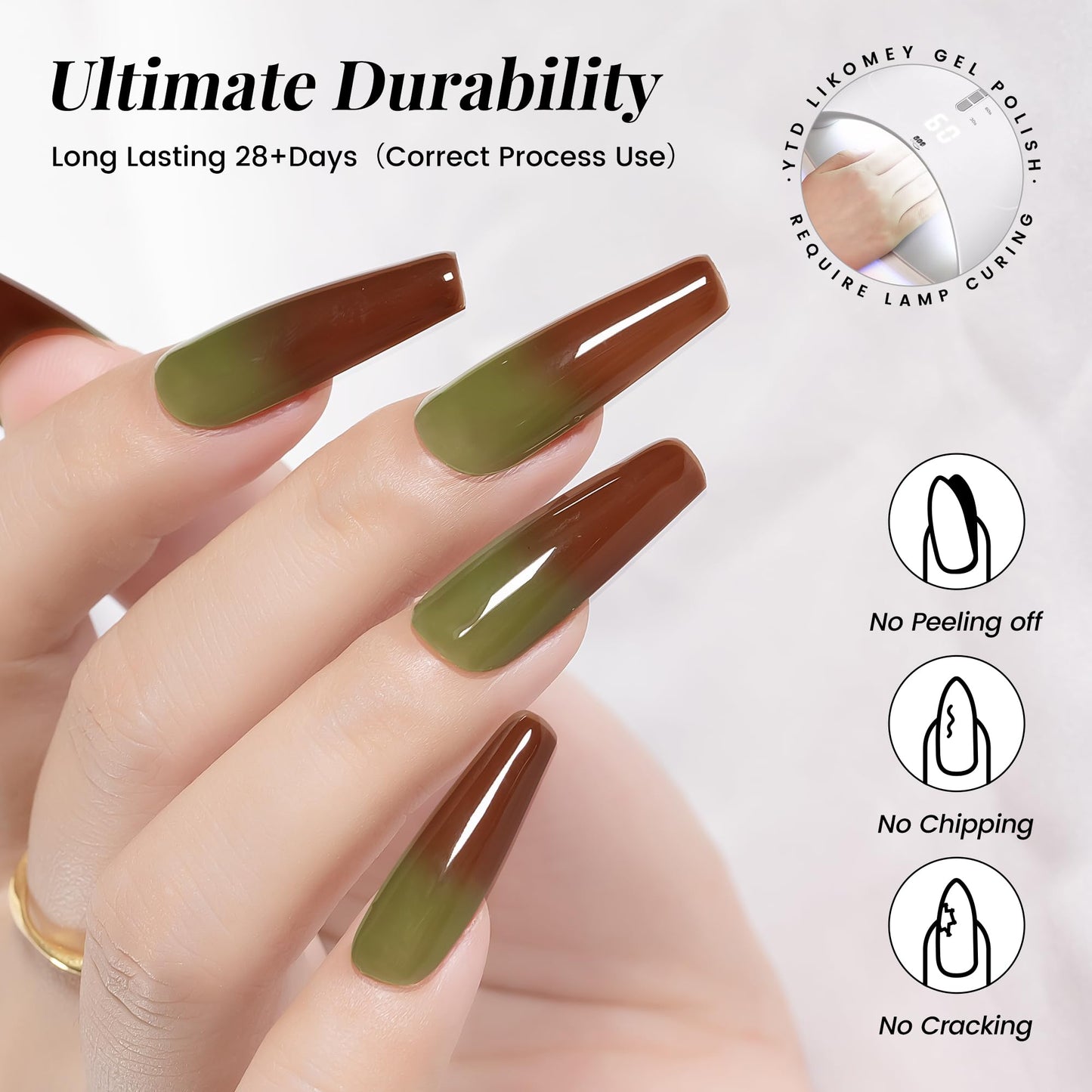 YTD Likomey Color Changing Gel Nail Polish,15ml Translucent Green To Brown Mood Temperature Change Colors Ombre Thermal Salon Home Nail Art Manicure UV Nails Gel Varnish,WB07