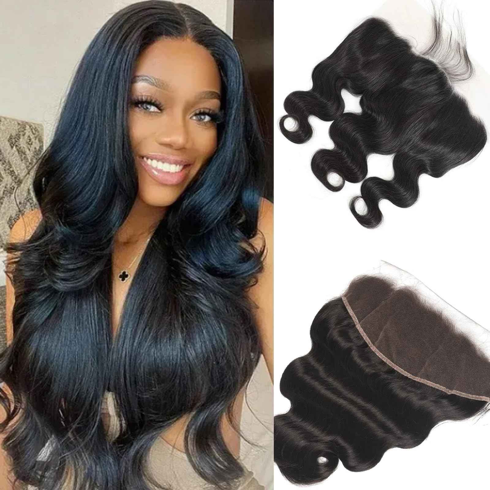 Body Wave Transparent Lace Frontal Closure Human Hair,Ear to Ear 13x4 Transparent HD Lace Front Closures 100% Brazilian Virgin Hair Free Part Pre Plucked with Baby Hair Natural Hairline 150% Density