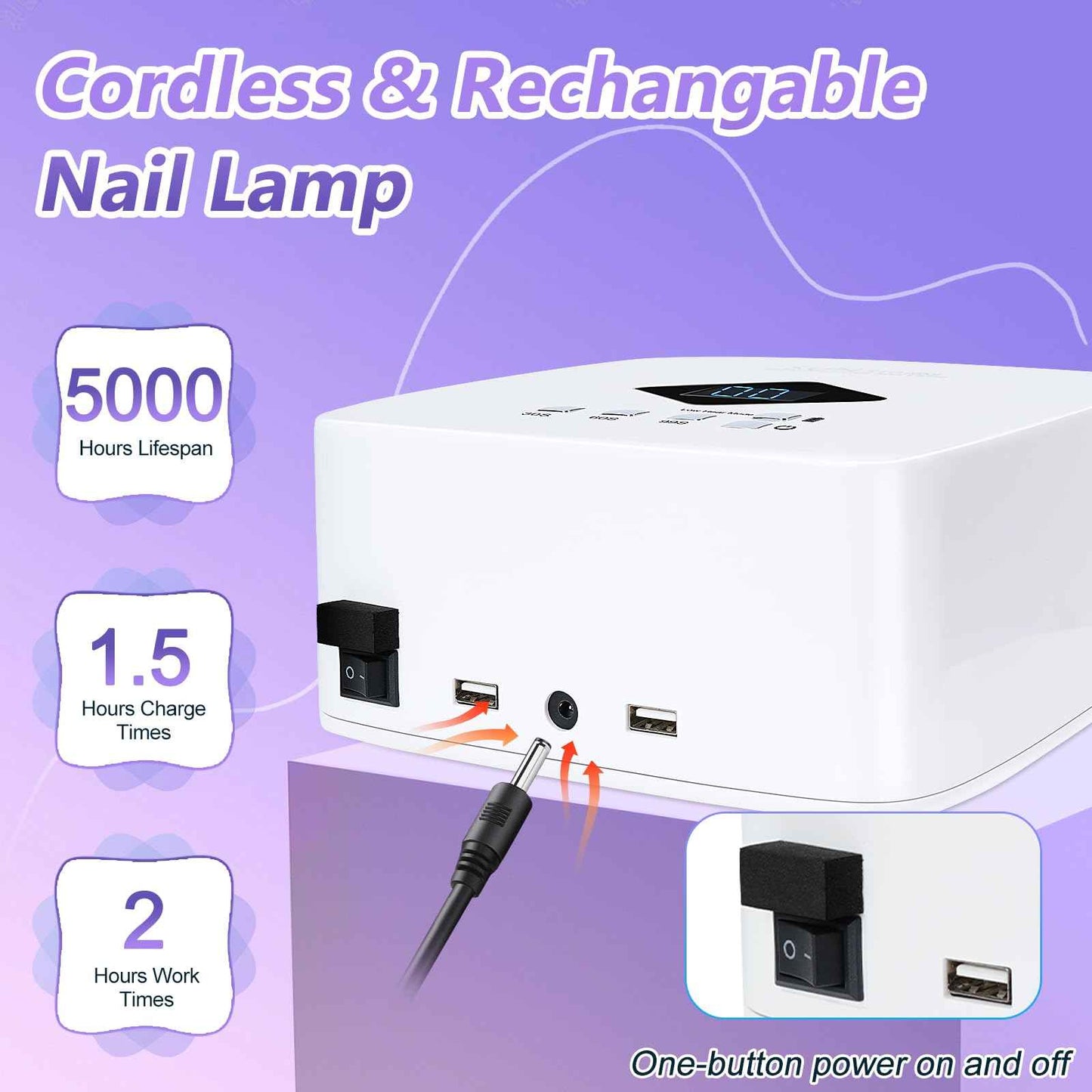 Cordless Rechargeable UV LED Nail Lamp,LKE 86W UV Light for Gel Nails UV Nail Light Nail Dryer with 3Timer Setting Display Auto Sensor Professional Quick Dry Gel Polish