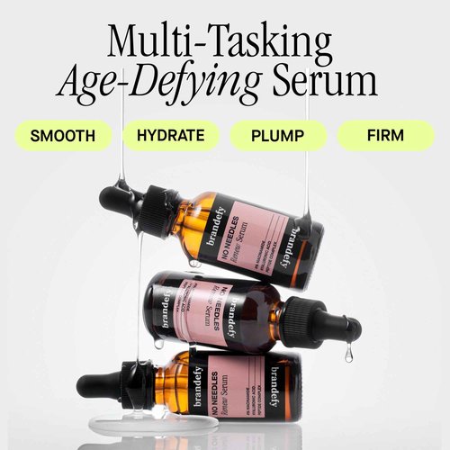 Brandefy No Needles - Niacinamide Serum, Peptides and Hyaluronic Acid. Hydrating & Plumping Serum for Bright, Smooth, Firm & Dewy Skin, 1oz, Made In The US