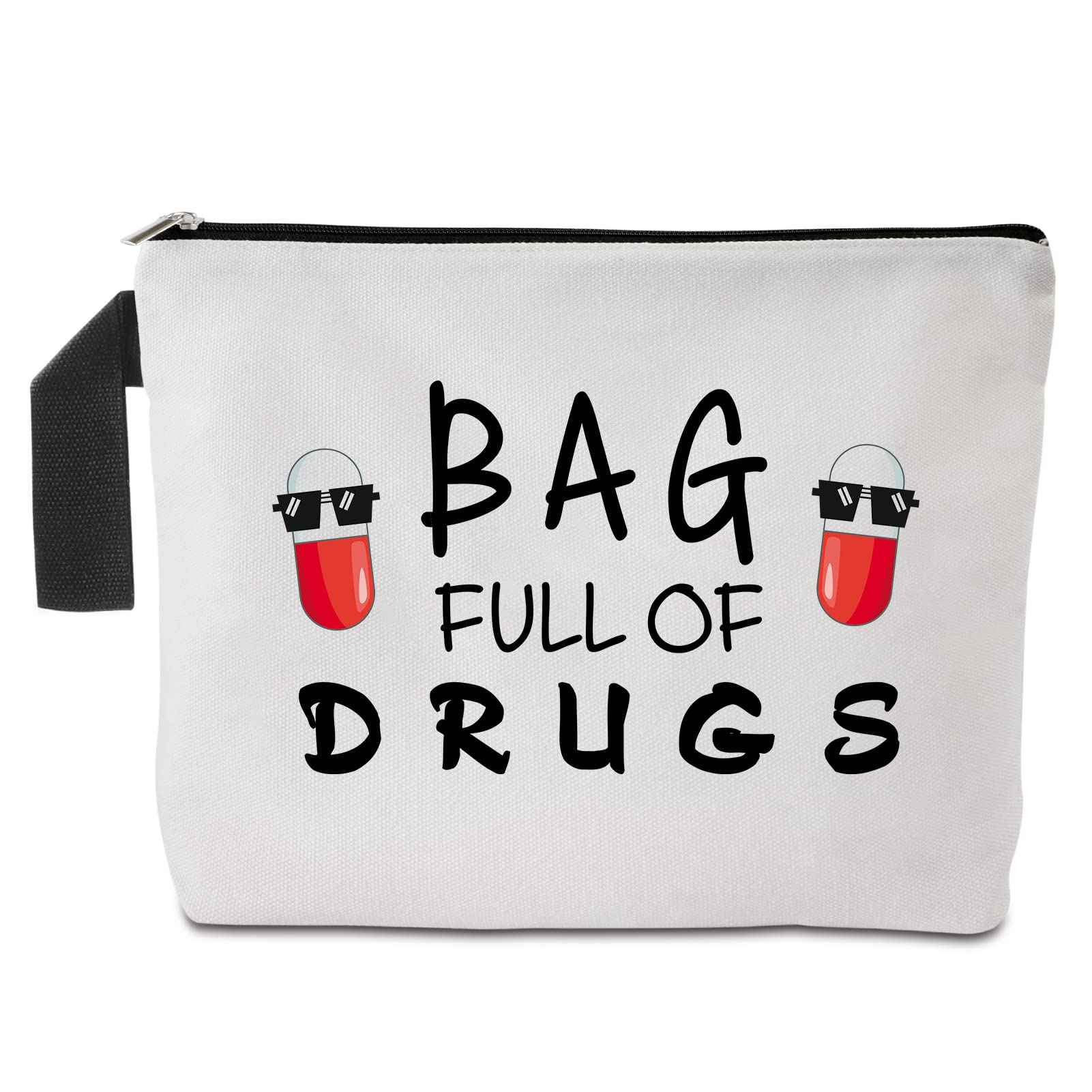 Yishuliwu Funny Medicine Bags for Women Travel Cosmetic Bag Full of Pill Bags Gifts for Nurse Sister Mom Bestie Grandma Friend for Birthday Christmas Appreciation Unique Gifts