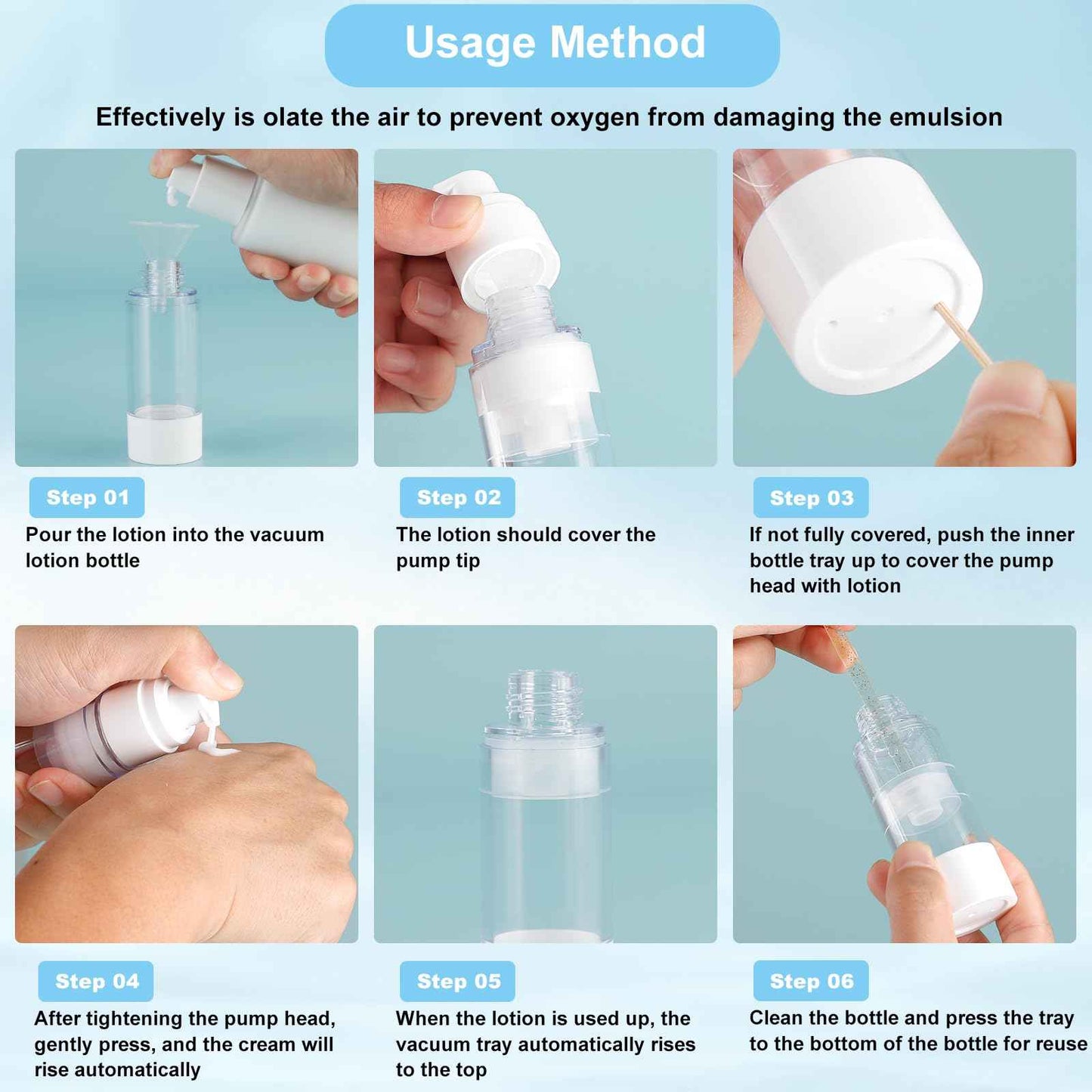 KOUWICH 34 Pack Airless Pump Jars Set, 1.7/1/0.7/0.34oz Refillable Travel Size Containers, Leak-Proof Toiletry Bottles for Skincare and Creams, Lotion, Eye Cream, Liquid, Foundation, Shampoo