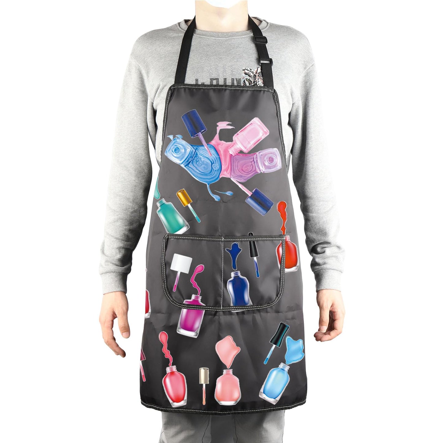 MBMSO Nail Tech Apron Manicurist Apron Nail Cosmetology Gift for Nail Technician Nail Artist Nail Techs Add Polish to Life (Nail Apron-black)