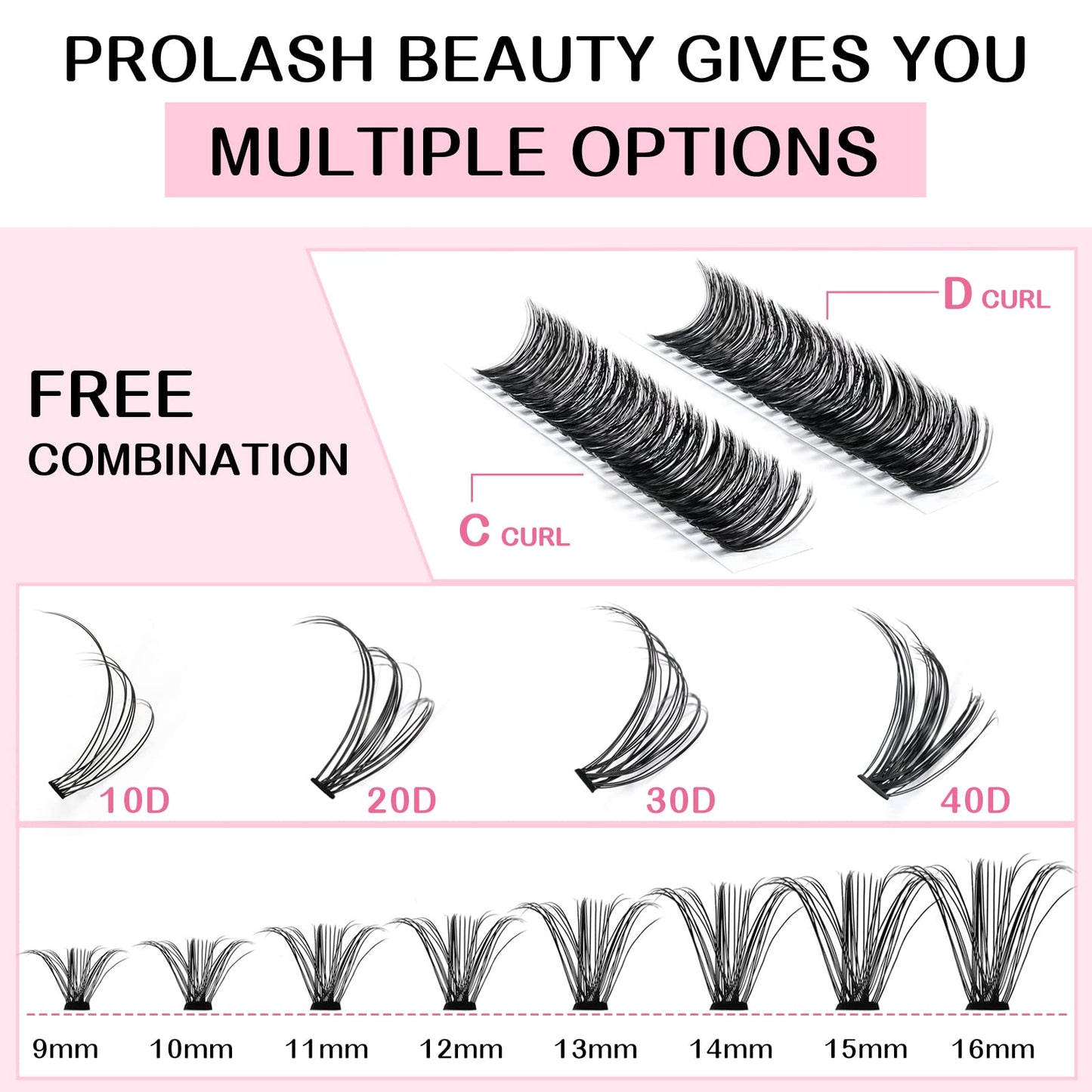 280 Pcs Individual Lashes 30D+40D Mixed Lash Clusters 14 Rows Cluster Lashes that Look Like Eyelash Extensions DIY Lash Extension Self Application At Home (30+40-C-10)