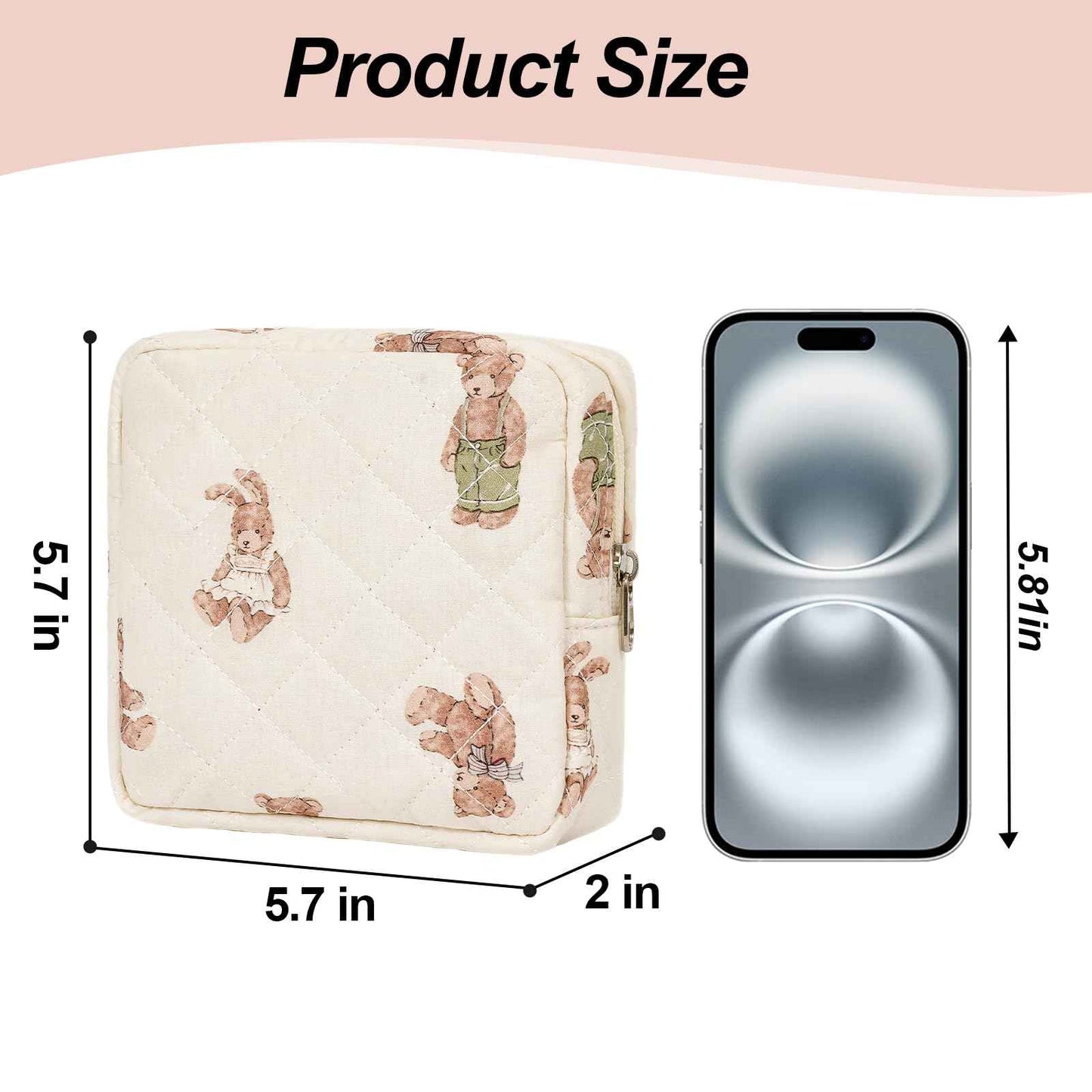 SXS LACONIC Small Makeup Bag for Purse,Quilted Cosmetic Pouch, Mini Make up Bags with Compartments Inside, Cute Cosmetic Organizer for Women, Travel Toiletry Bag