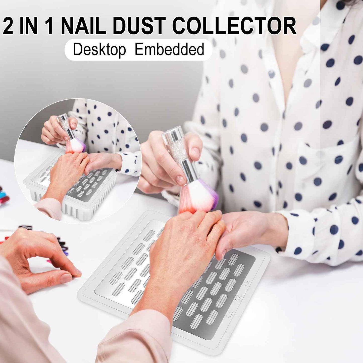 wenxintek Dust Collector for Nails,Built-in Desktop Nail Vacuum Cleaner,Powerful Suction Dust Fan,Adjustable Speed,Professional Dust Collector for Nails Tech Acrylic Gel Polishing Manicure Pedicure