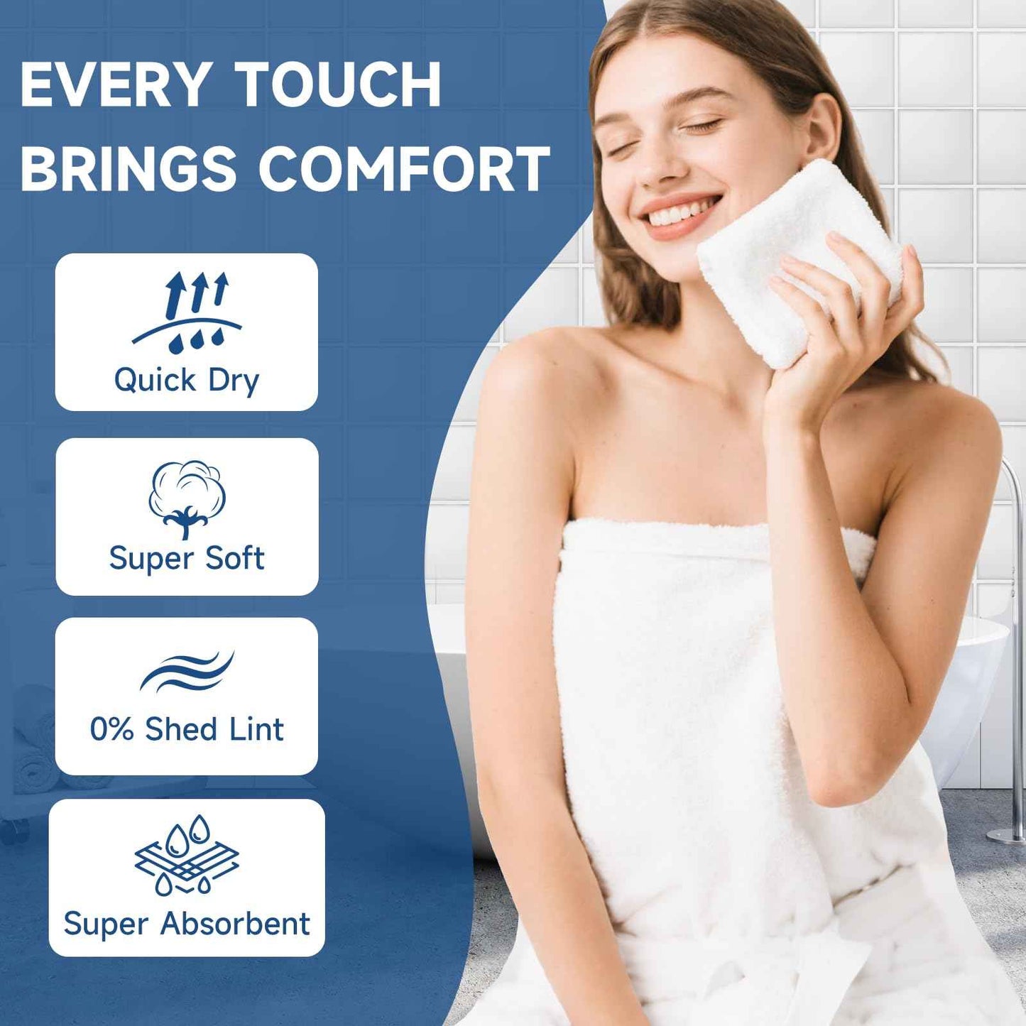 TEAWOO Coral Velvet White Washcloths 12 Pack, Highly Absorbent and Soft White Face Towels, Multi-Purpose Washcloths and Hand Towels for Bathroom, Hotel, Spa and Gym, 12 x 12 inches
