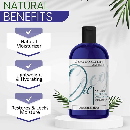 Dr Joe Lab Cucumber Seed Oil - Pure, Unrefined, Cold Pressed, Undiluted, Non-GMO, Virgin Carrier Oil for Skin, Hair, Nails, Body, Face, Beard - 16 Ounces - Nourishing Hydrating Moisturizing Bulk