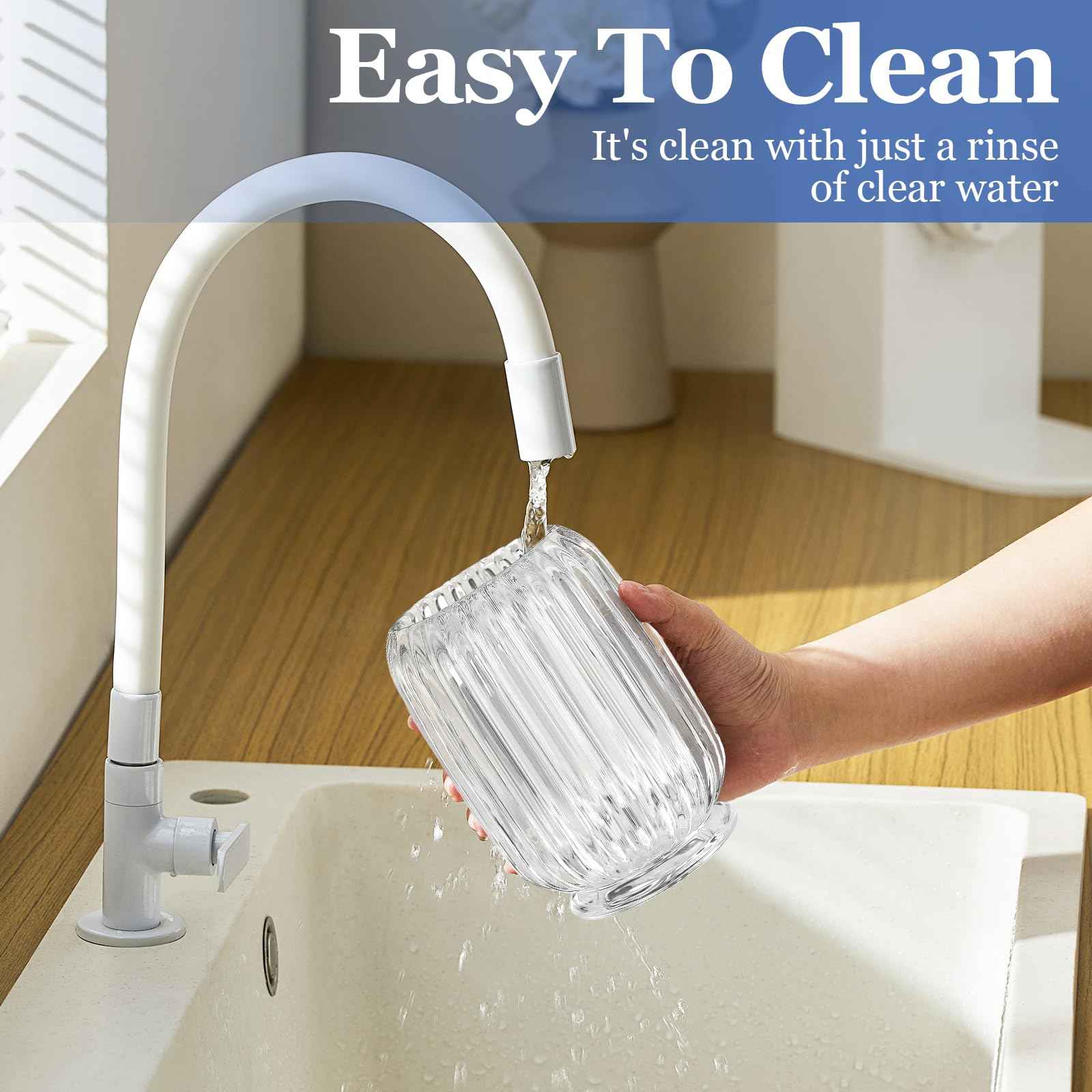 Makeup Brush Holder, Thick Glass Makeup Brush Organizer Cup, 4.8" Tall for Vanity Hair Brush Holder Brushes Storage, Makeup Brush Holder Organizer organizador de brochas de maquillaje Crystal Clear