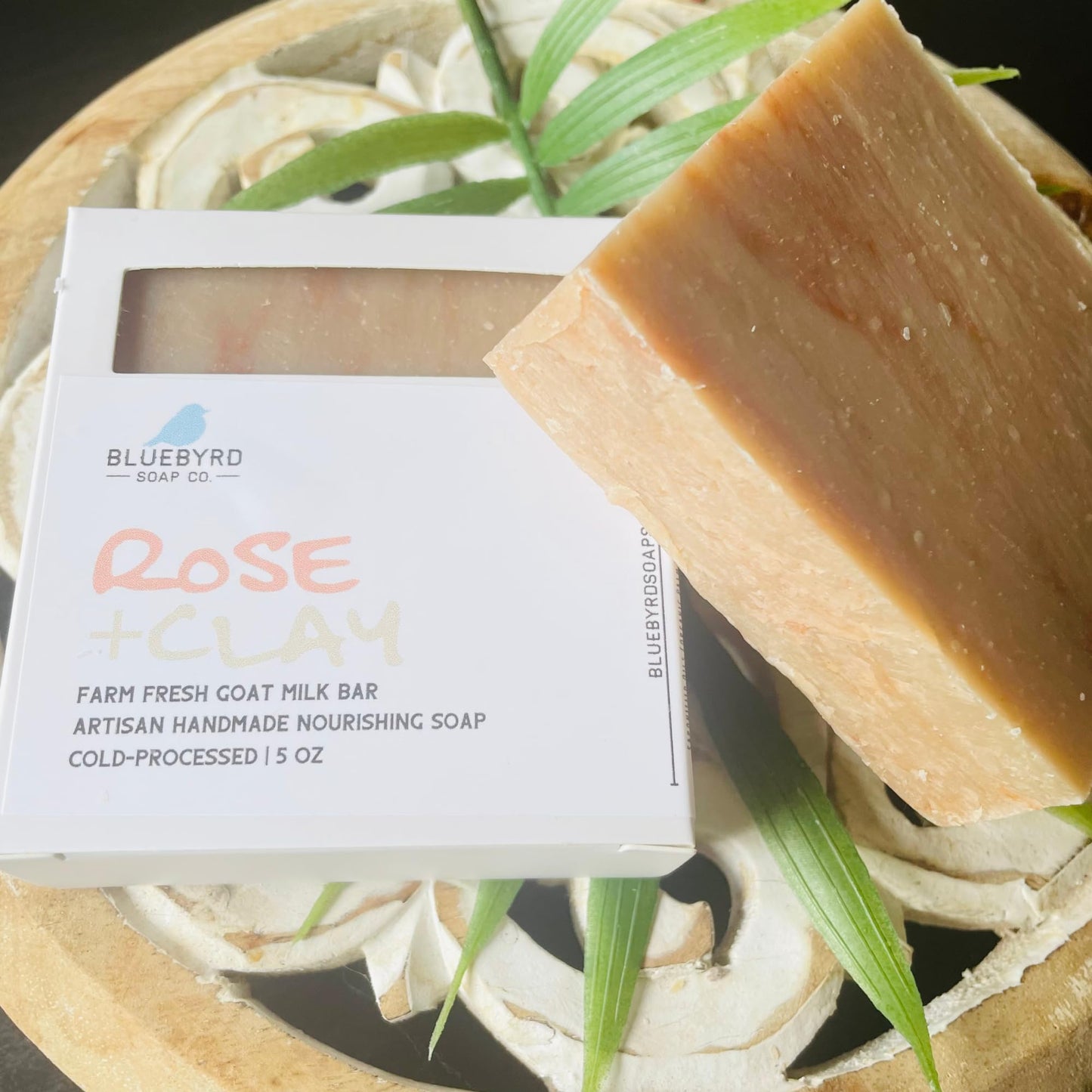 Bluebyrd Soap Rose Clay Goat's Milk Soap Bar | Natural Rose Soap Bars Made With Organic Ingredients | Farm Fresh Goat Milk Cleansing Bar Soaps -Moisturized Smooth Skin (Rose + Clay)