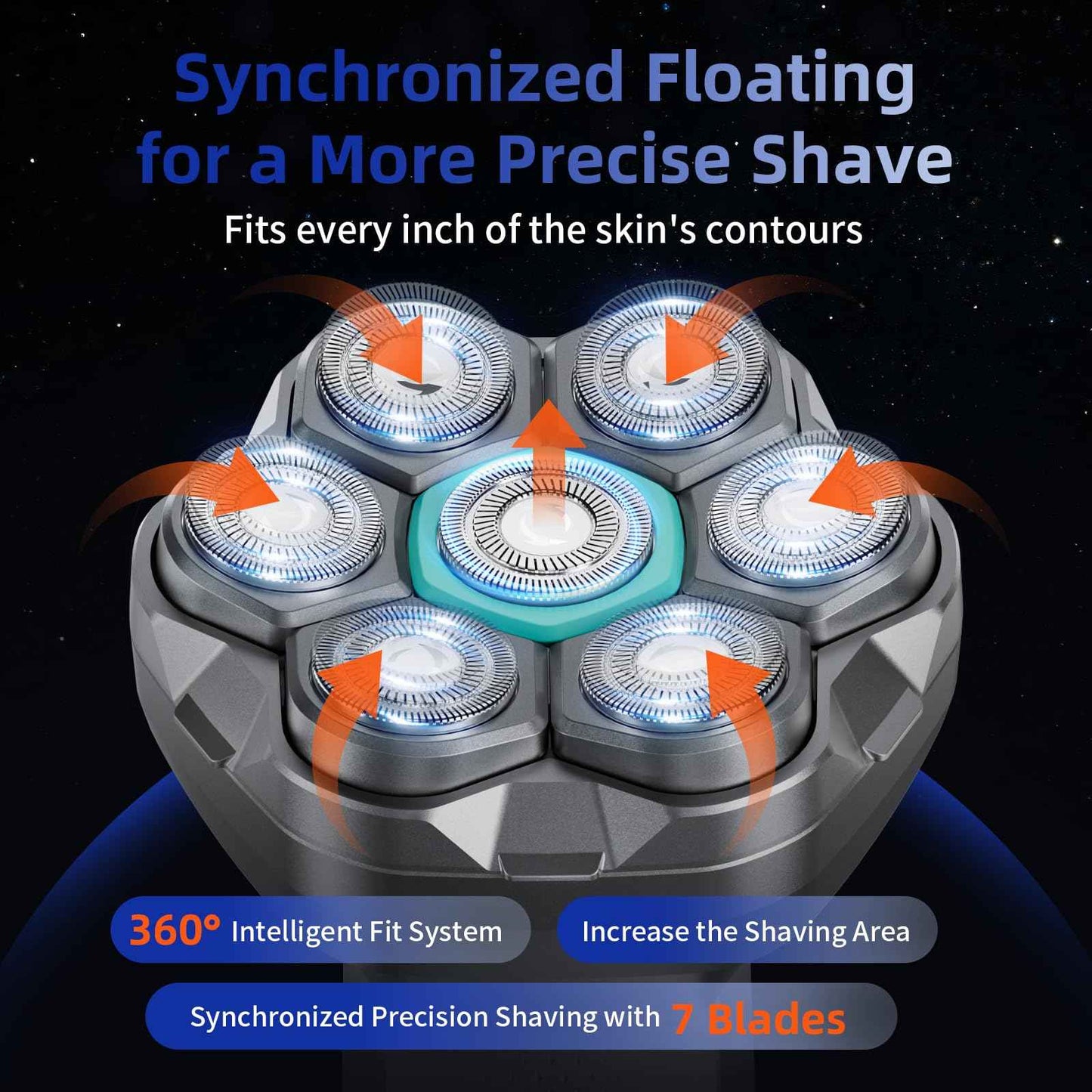 7D Head Shavers for Bald Men - kensen Dual Speed Electric Head Hair Shaver, Long Battery Life Electric Razor IPX6 Waterproof Wet/Dry Shaving LED Display Rechargeable Bald Head Shavers for Men