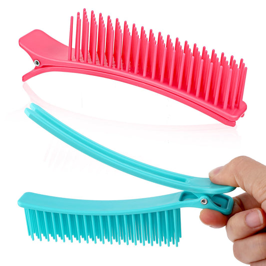 2 Pcs Hair Sectioning Clips for Professional Styling, Grip Combs, Cutting and Coloring Accessories (Blue+Pink)