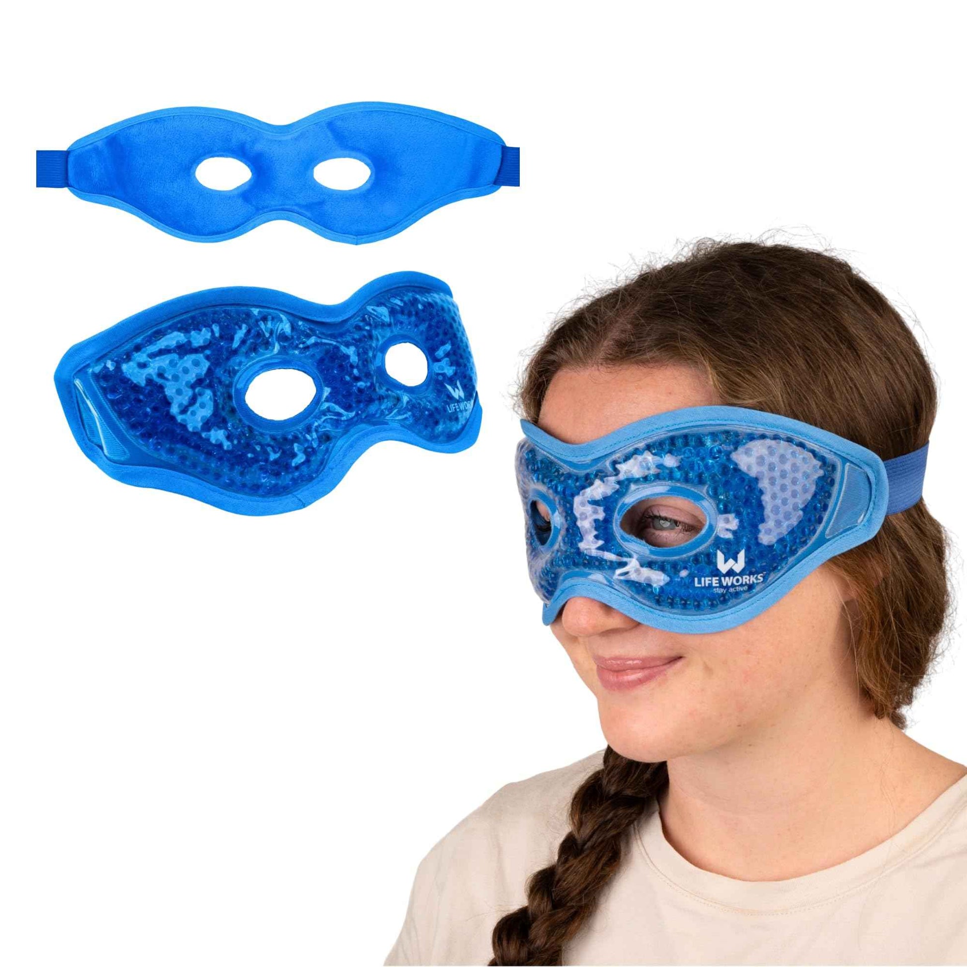 LIFE WORKS Gel Eye Mask with Cutout, Hot or Cold Therapy for Puffy Eyes, Dark Circles, Headaches, and Migraines, Soft Gel Beads and Liquid Filling for Cooling or Warming Comfort