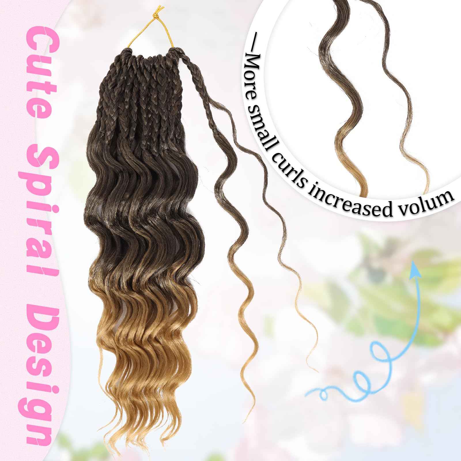 Gowit Pre Looped Deep Wave Crochet Hair 12 Inch 7 Packs Short Curly Ombre Blonde Pre Twisted Ocean Wave Deep Twist Crochet Braids Synthetic Braiding Hair for Black Women