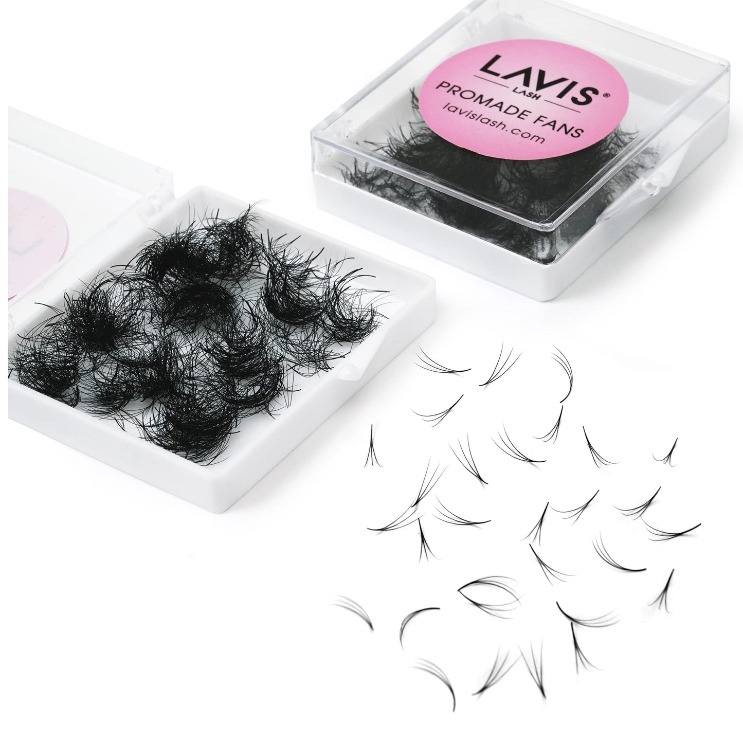 LAVISLASH 500 Promade Fans Eyelash Extension | Handmade Loose Volume Lash | Mutiple Options 3D-8D/10D/12D/14D/16D Fans | 0.03/0.05/0.07mm Thickness | C/CC/D Curl | 8-16mm Length(3D-0.07-CC-16mm)