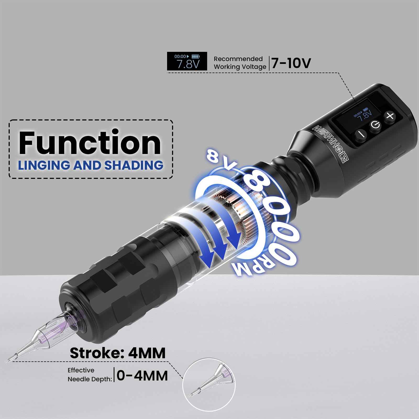 Wireless Tattoo Gun Kit Professional Tattoo Kit Tattoo Machine Kit Tattoo Pen Kit with 1500mAh Tattoo Battery Pack Tattoo Ink Needles WTK278