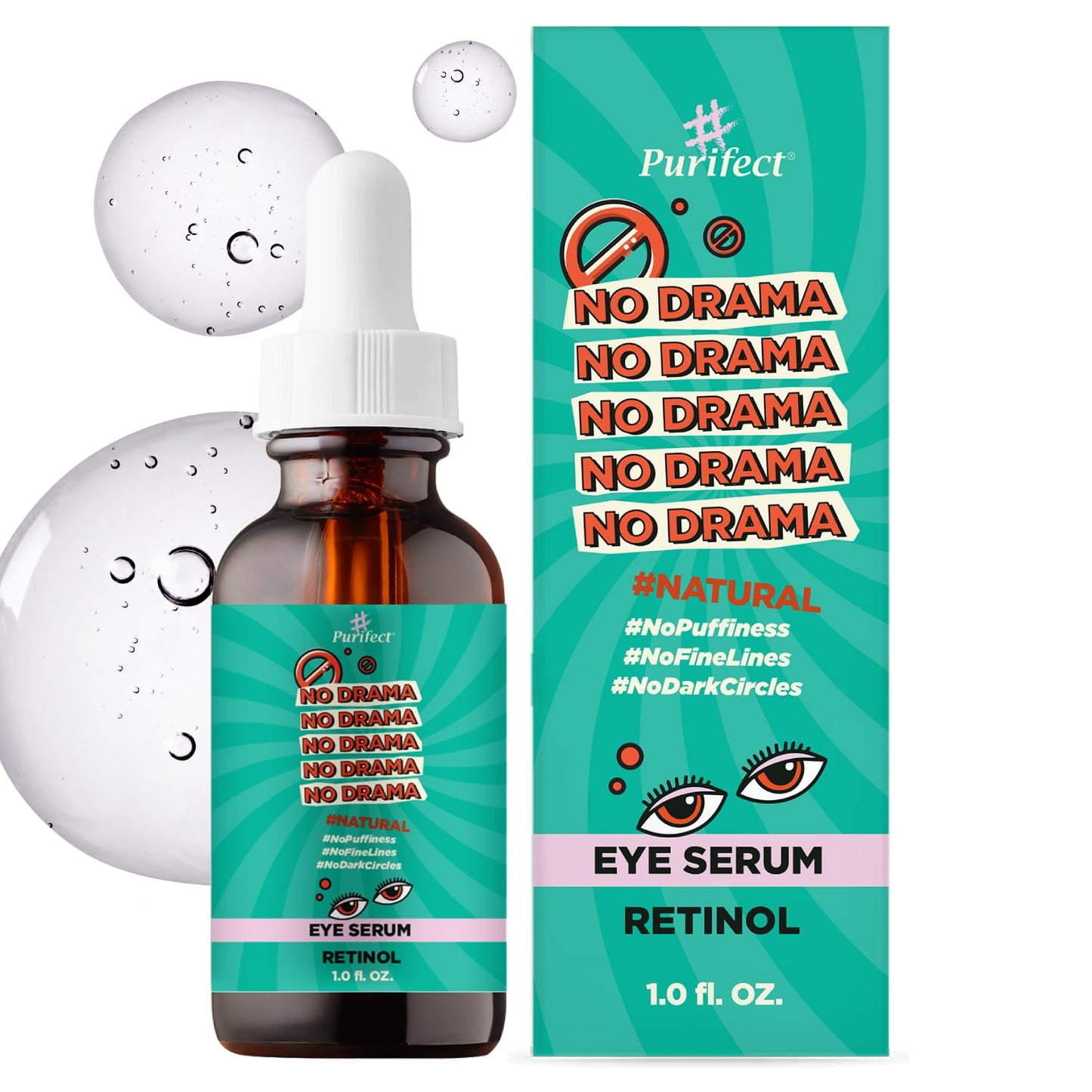 Natural Facial Serum - Anti Aging Moisturize Sensitive Skin - 30ml 1 fl oz - Tee Tree Vitamin C Shea Butter Hyaluronic Acid Multivitamin #Purifect (Retinol Eye Serum)