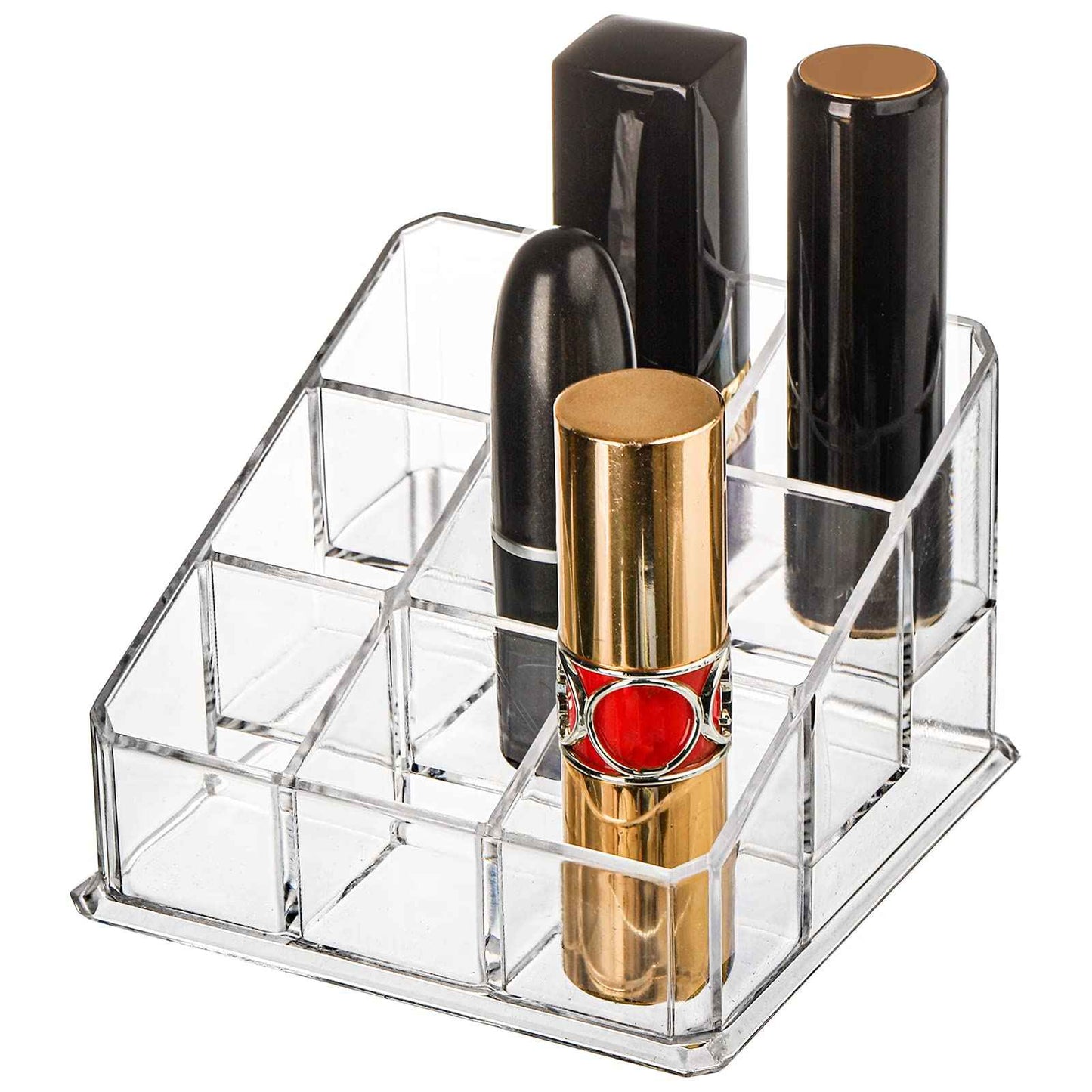 Foraineam 6 Pack Lipstick Holder Organizer, 9 Spaces Clear Lip Stick Storage Stand Container, Small Cosmetic Beauty Makeup Display Cases for Lipsticks, Lipgloss, Brushes, Bottles